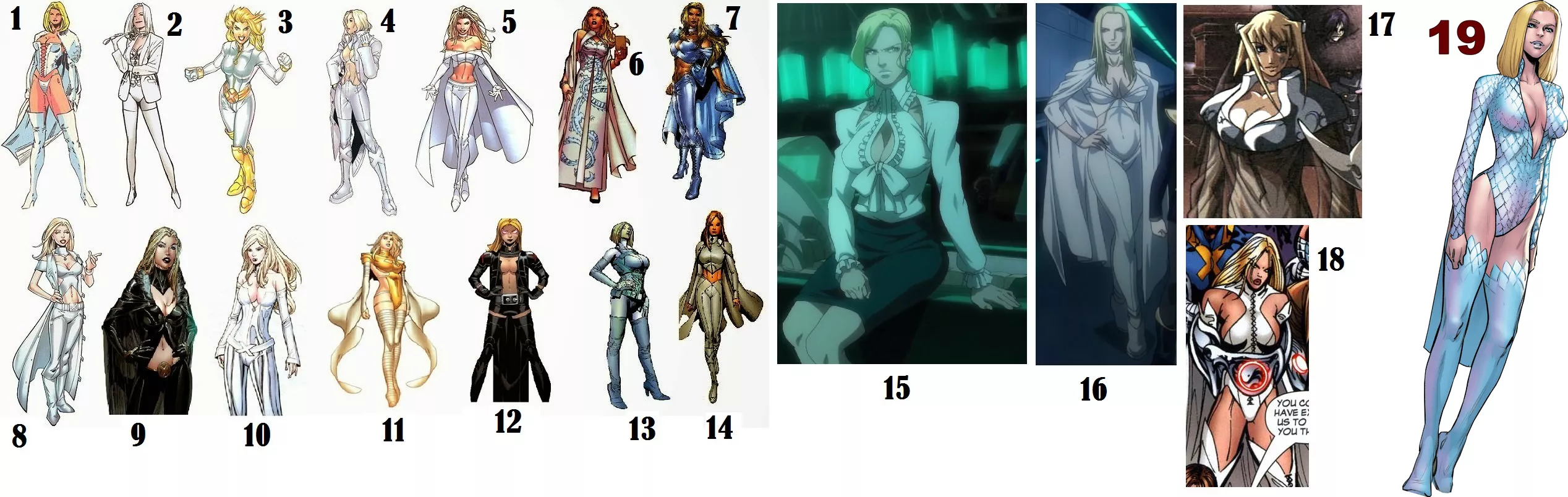 Favorite Emma Frost Outfits? [various marvel comics]