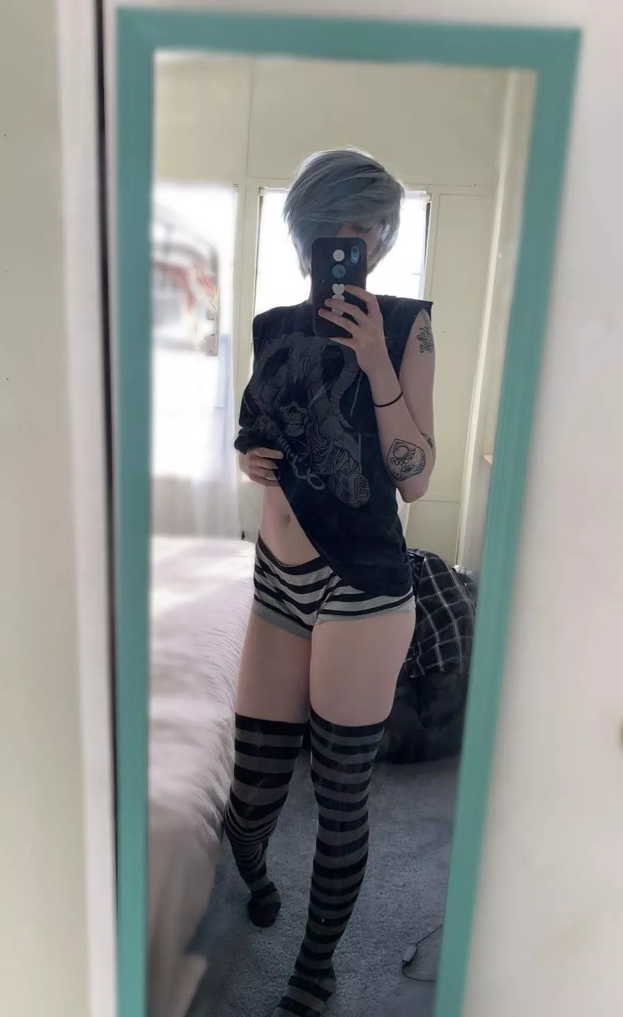 Feelin soft and cute in my fav thigh highs ðŸ–¤