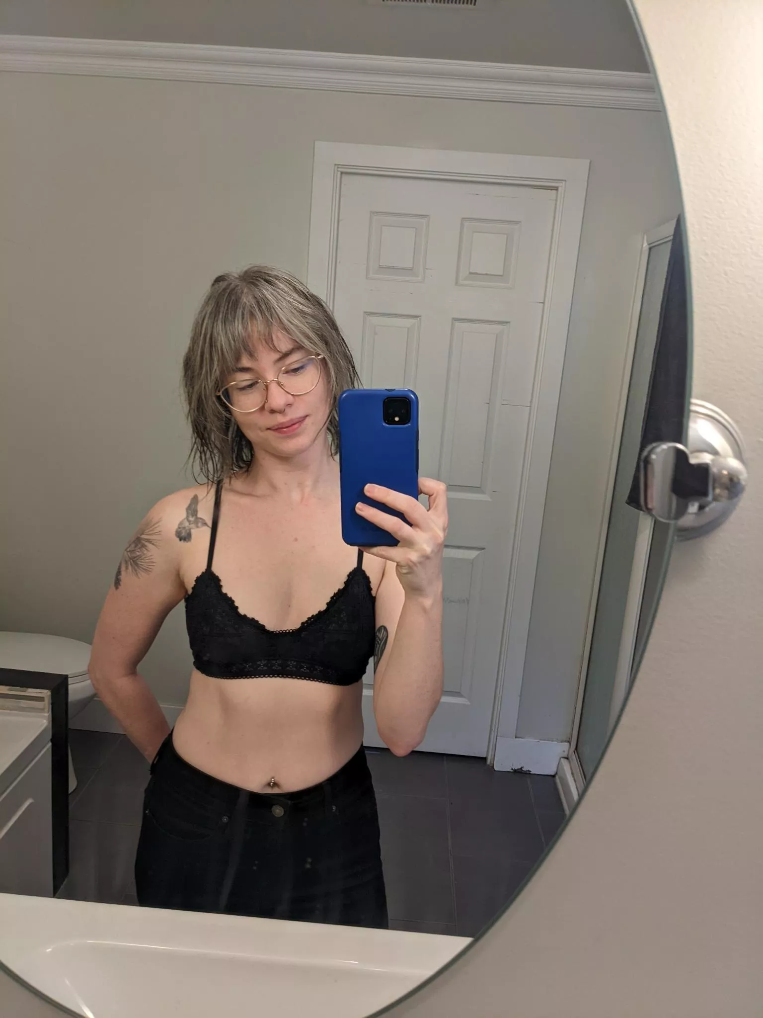 [F]eeling myself before work! all that ab work is starting to show!