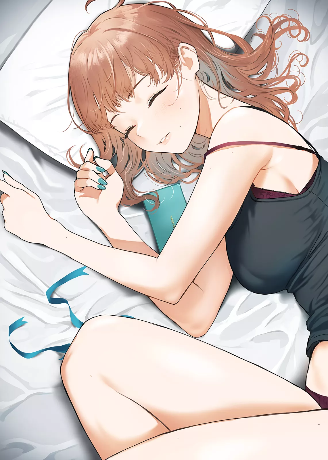 Fell asleep while looking at all the chocolates she received for White Day. [Original]