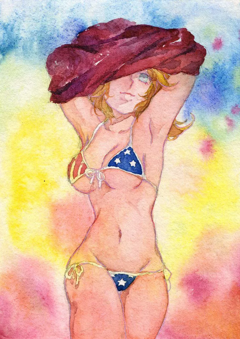 Female Johnny Joestar's in her bikini has her hot and sexy armpits