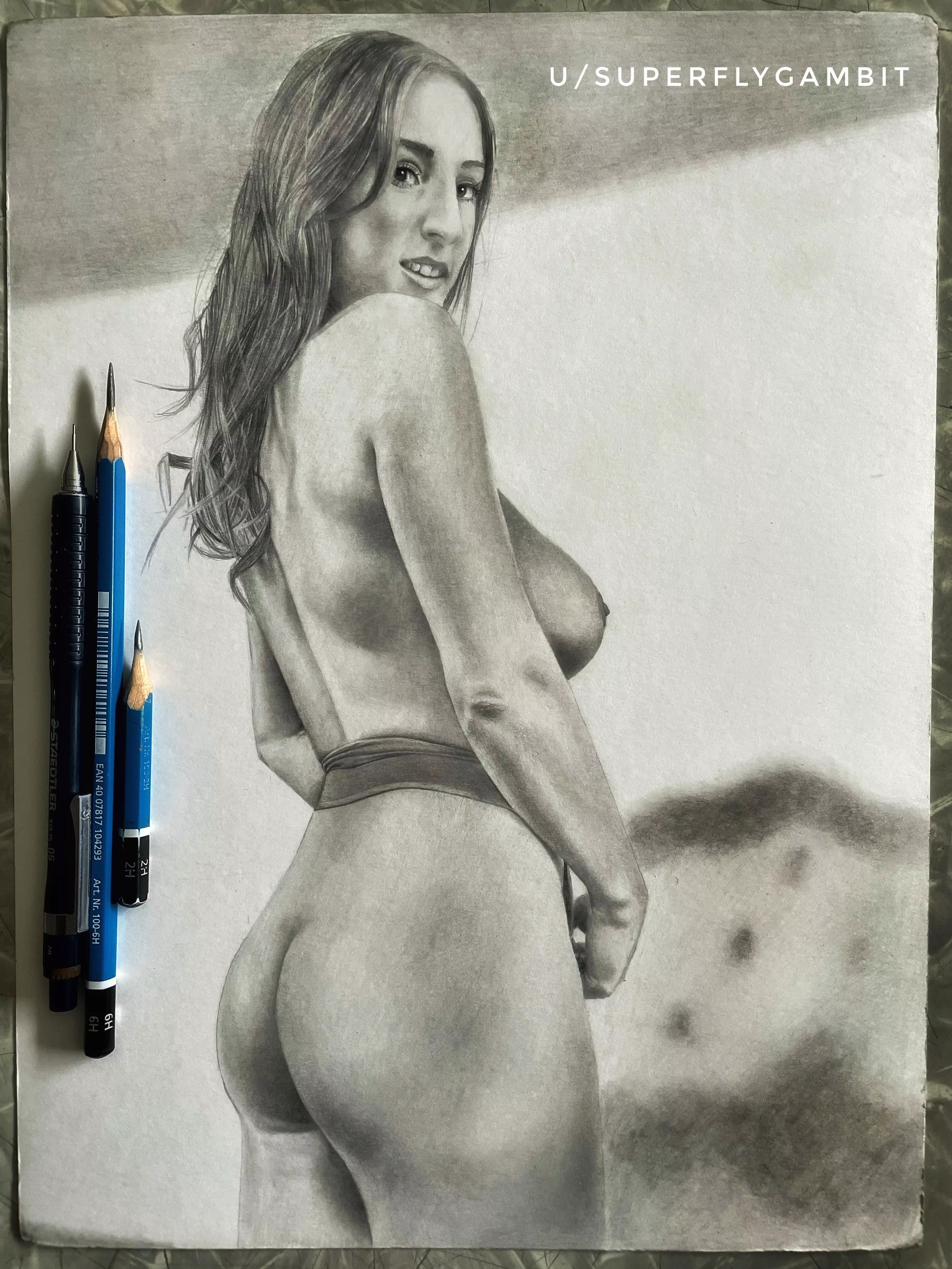 Figure study, by me, graphite on Bristol board