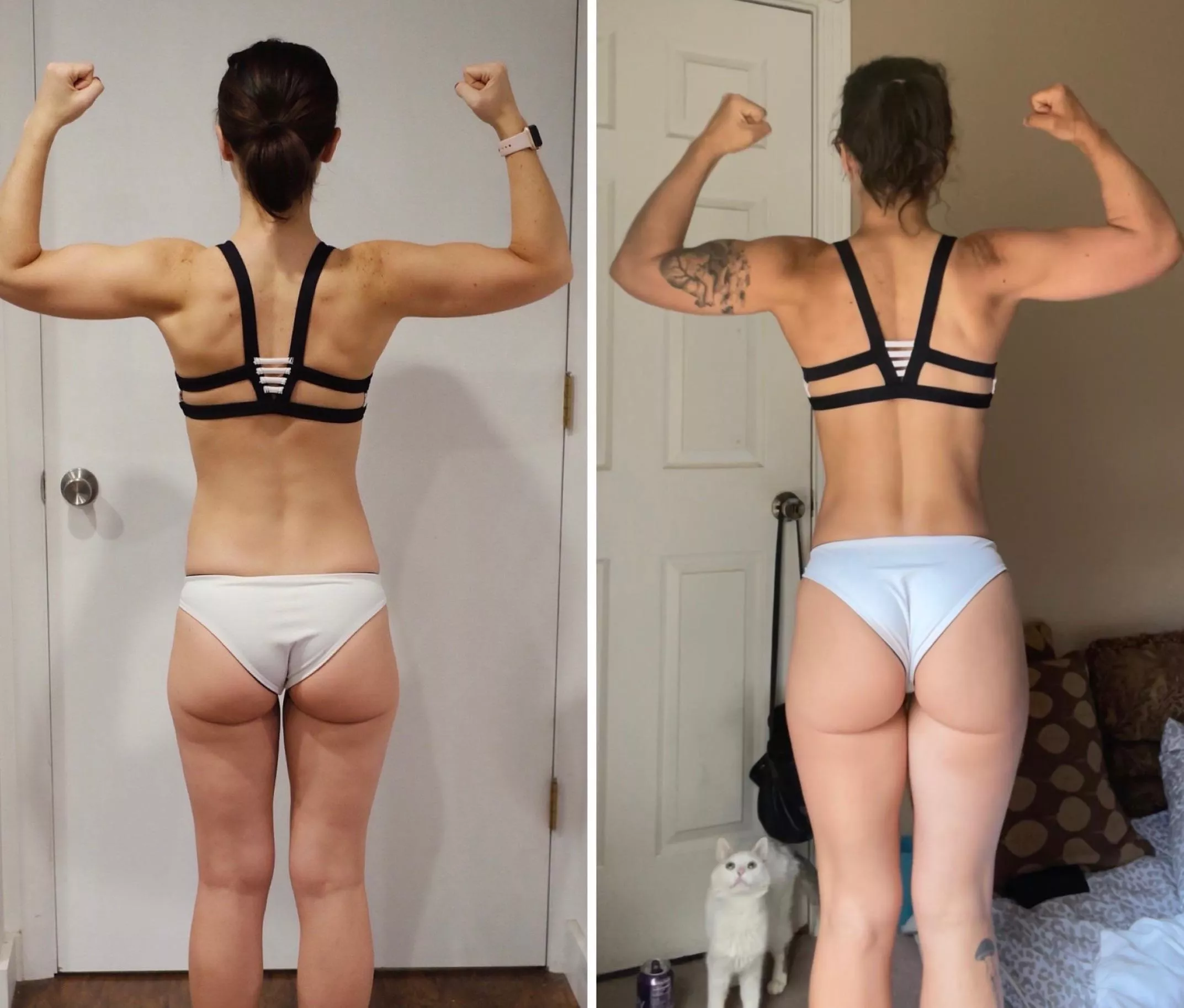 Figured Iâ€™d share the backside progress too. Body recomp is so cool! Hard work pays off ðŸ˜Š