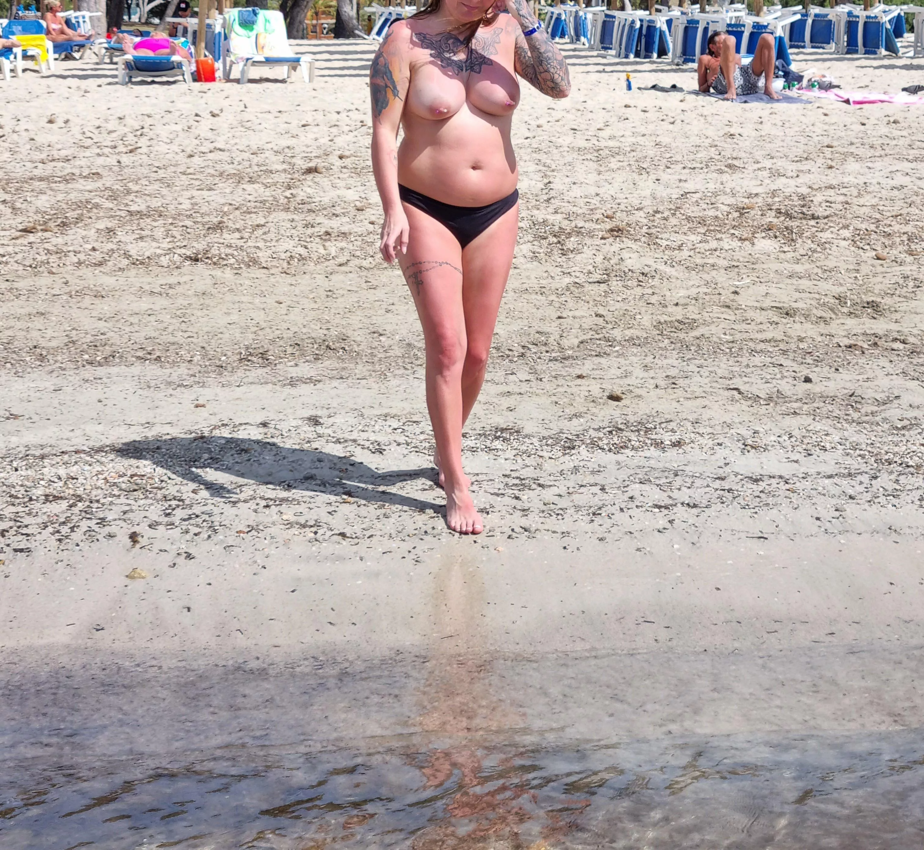 First time topless on a public beach was so nervous