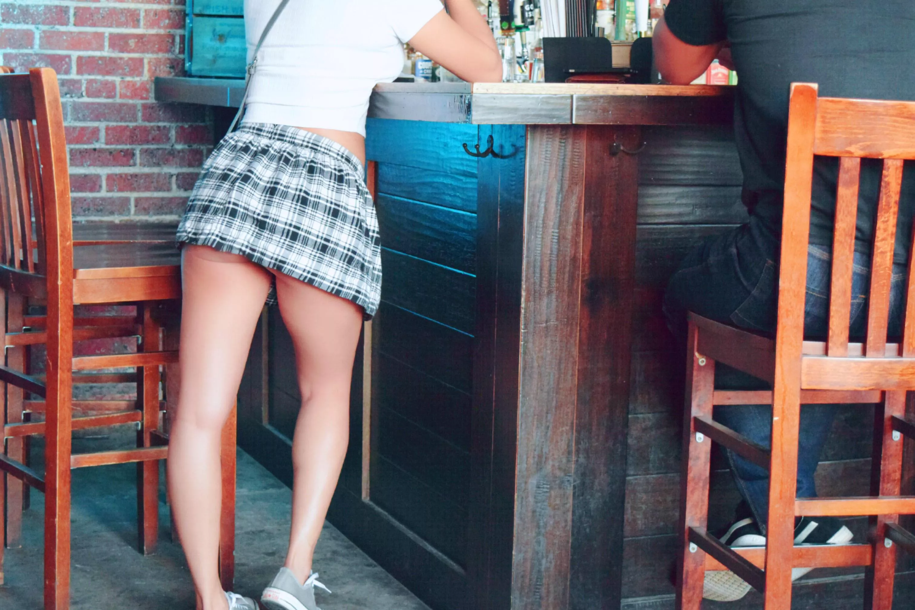 Flashing my butt at a bar . Upskirt