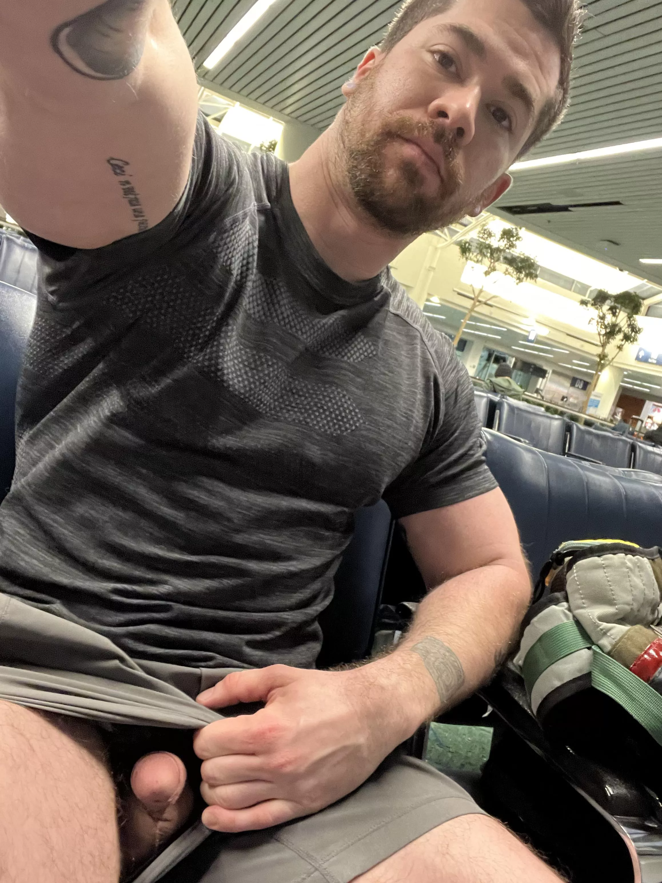 Flashing my cock at the airport