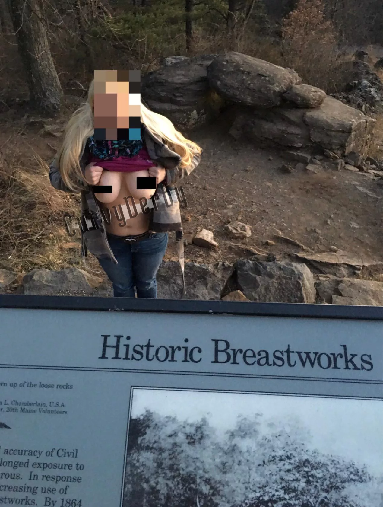 Flashing my historic breasts in a National Park