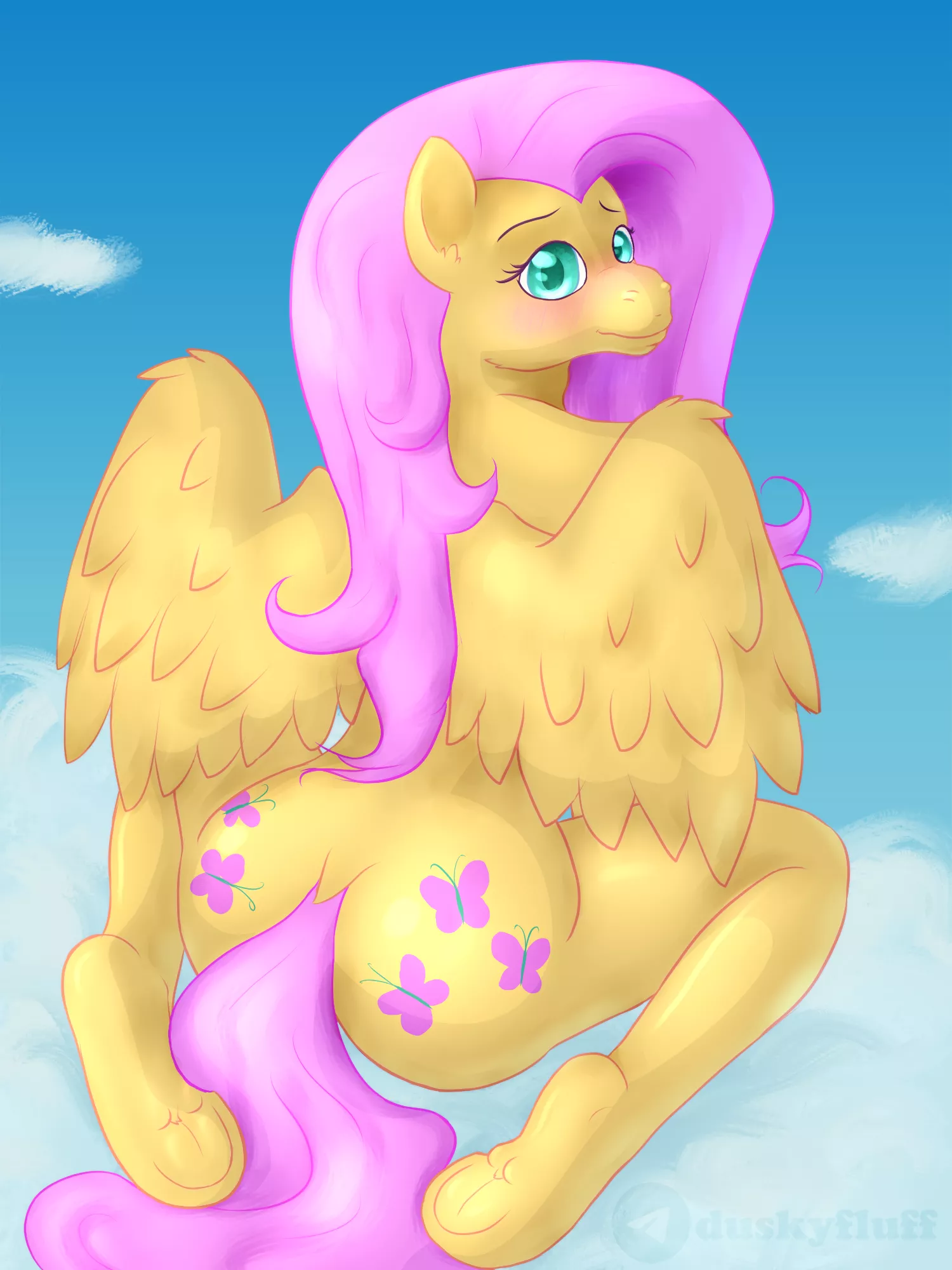 Fluttershy on clouds