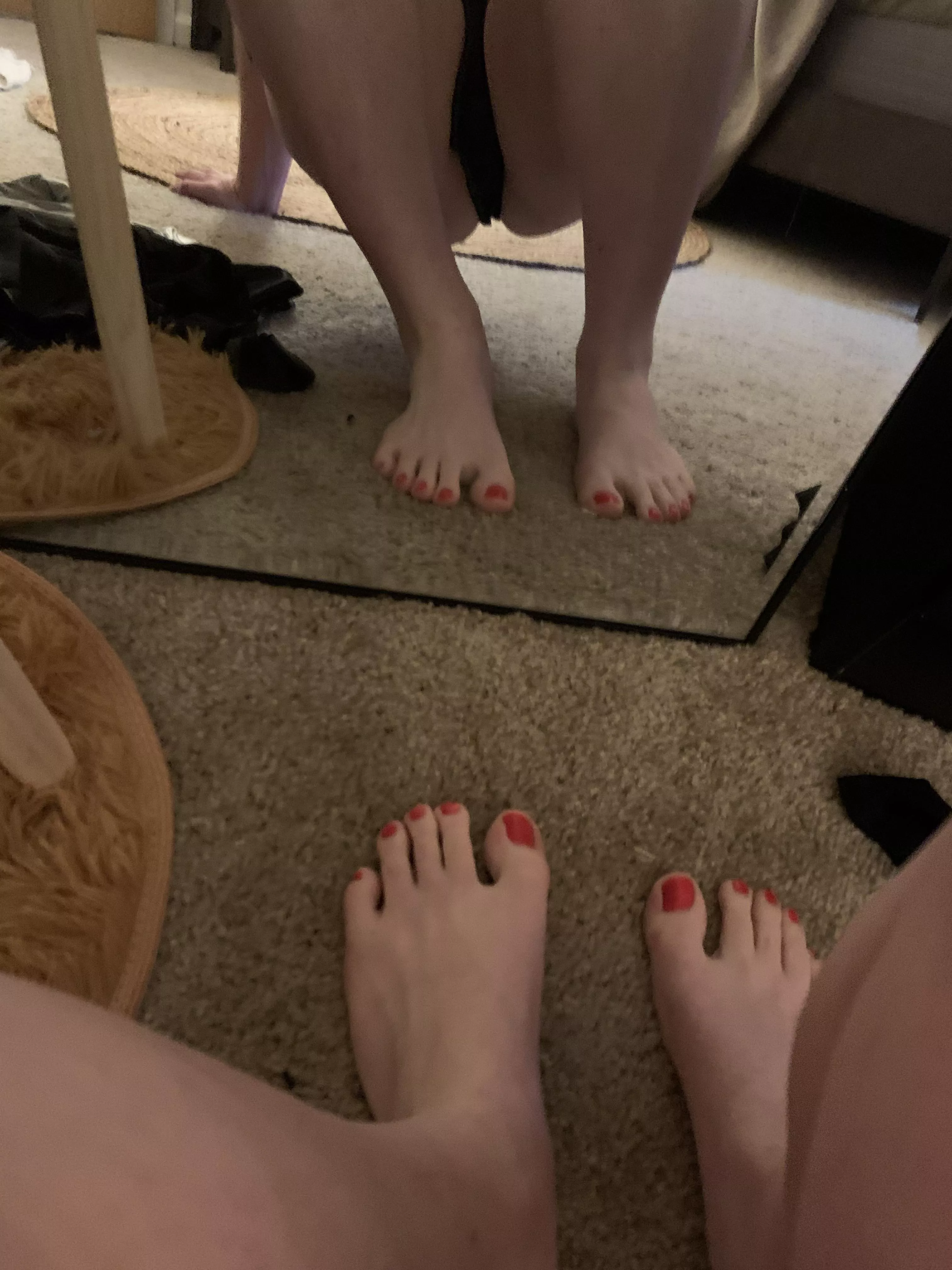 For some reason my pink toenails, shaved legs, chastity cage, and panties are making me question my masculinity…wonder why that is 🤔