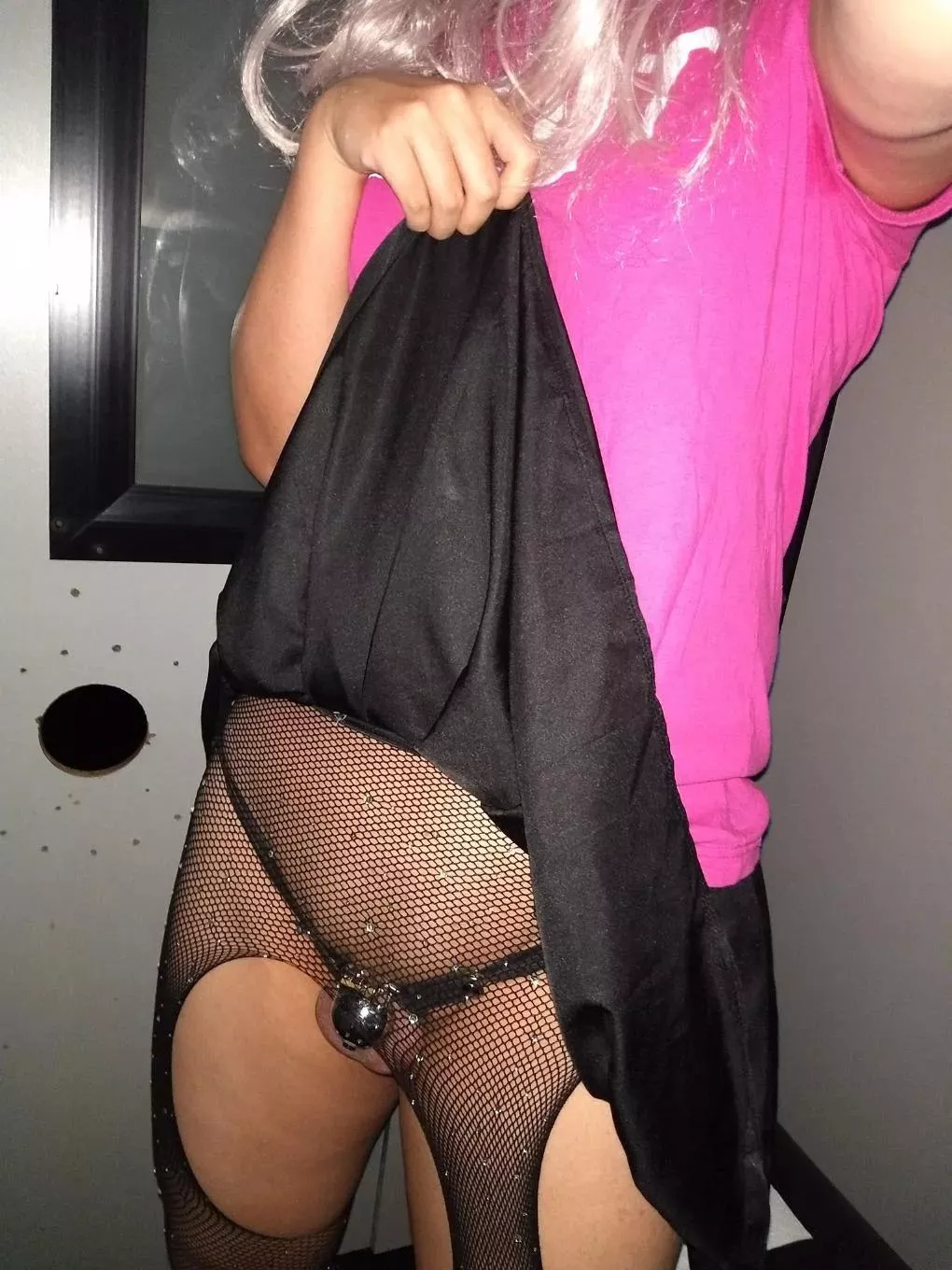 Found a gloryhole, got dressed and locked up, and sucked my first cock! One step closer to sissy perfection.