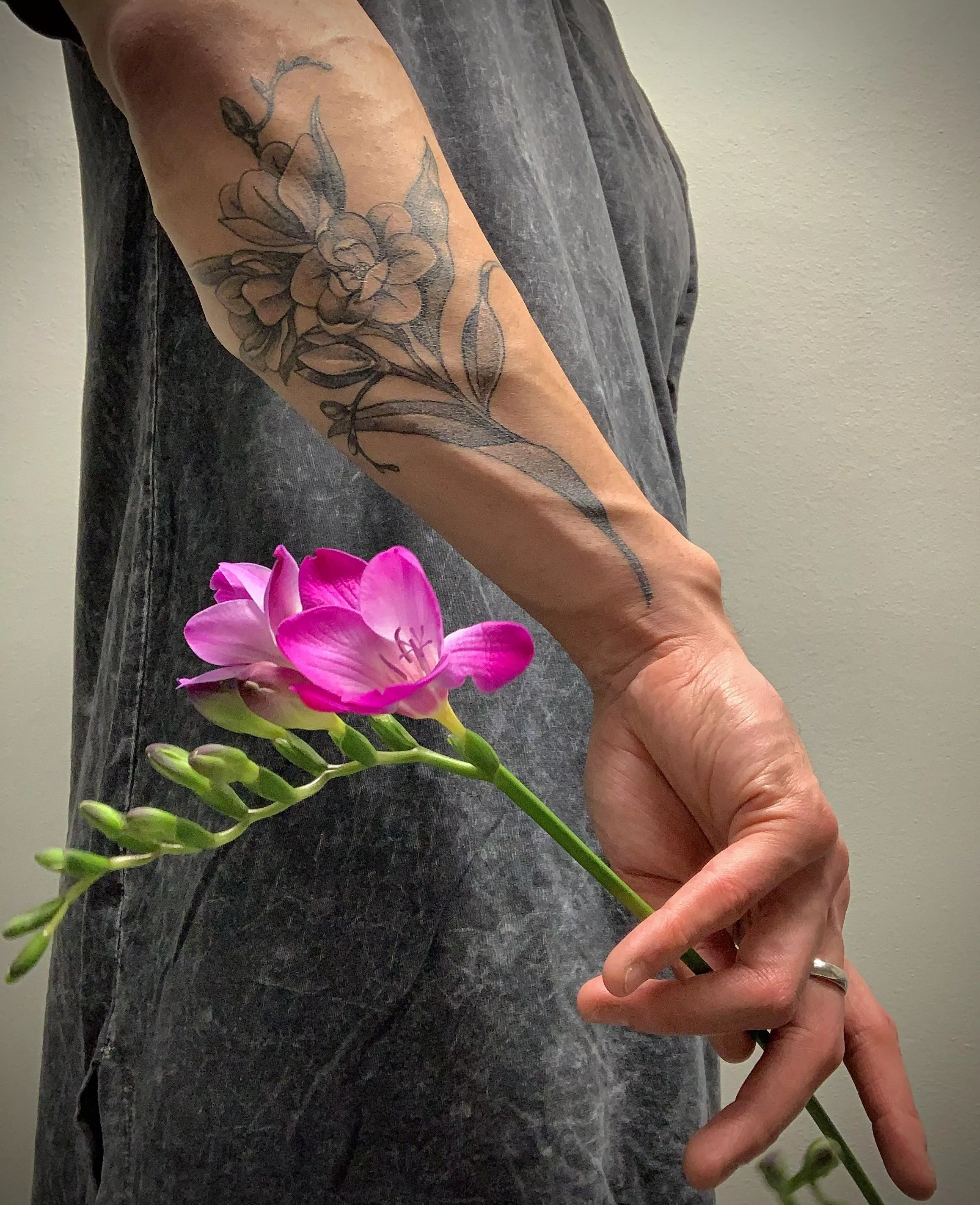 Freesia in-hand, and on forearmðŸŒ¸