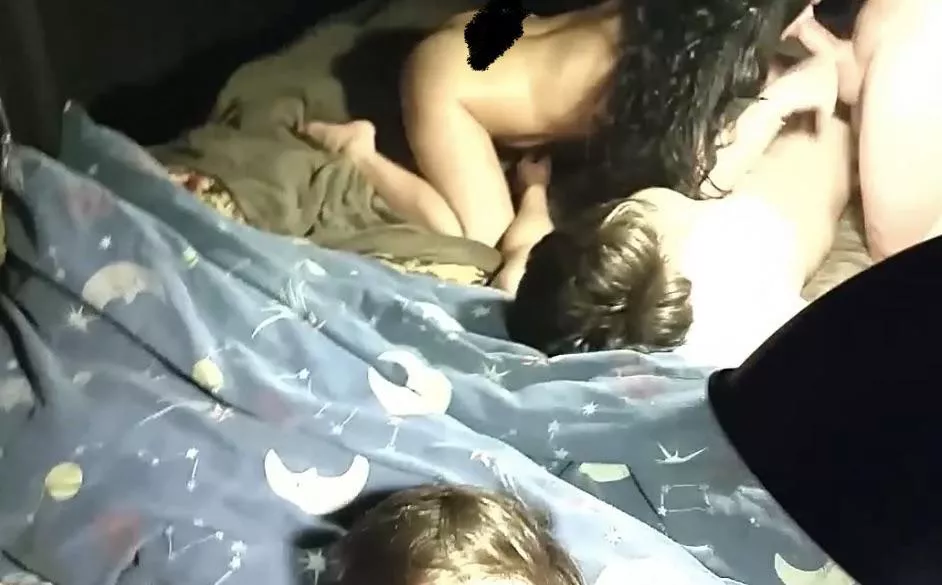 From the vault! TBT to 2nd (maybe) threesome w/ couple from college. Her husband took the pic (right before she touched our dicks and he freaked some)