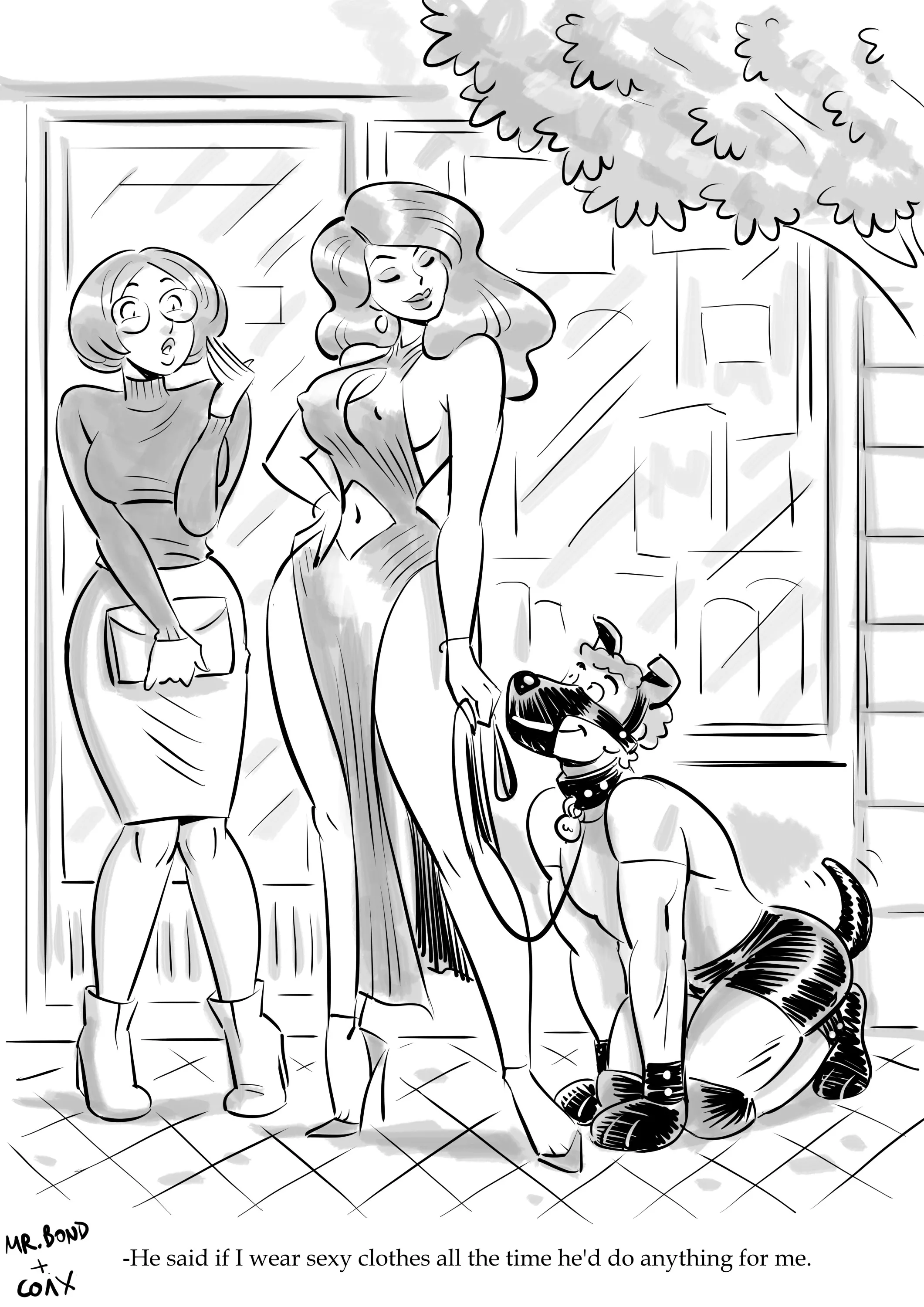 Fulfilling all her whims. An illustration imitating the style of old saucy magazine cartoons. (Coaxdreams) [OC]