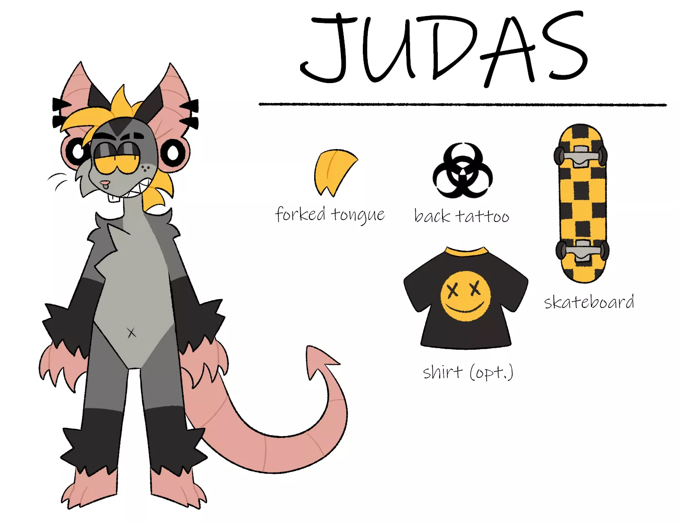 fursona ref !!! (art by me: @bioratzard on twt and ig)