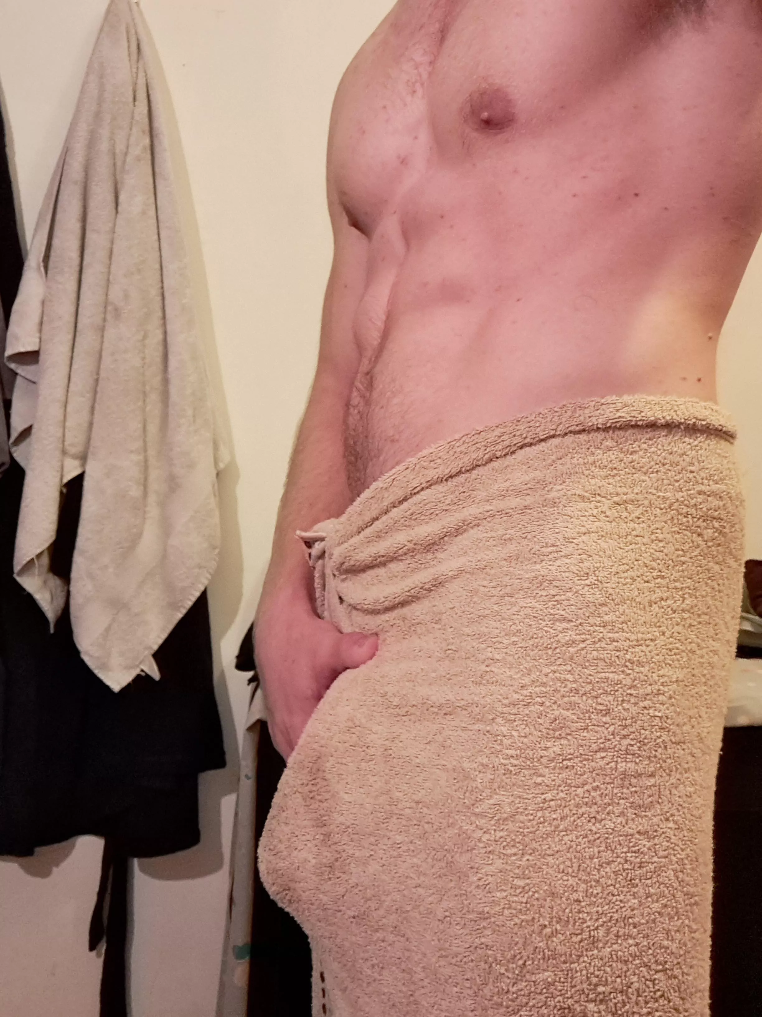 getting hard after a good shower