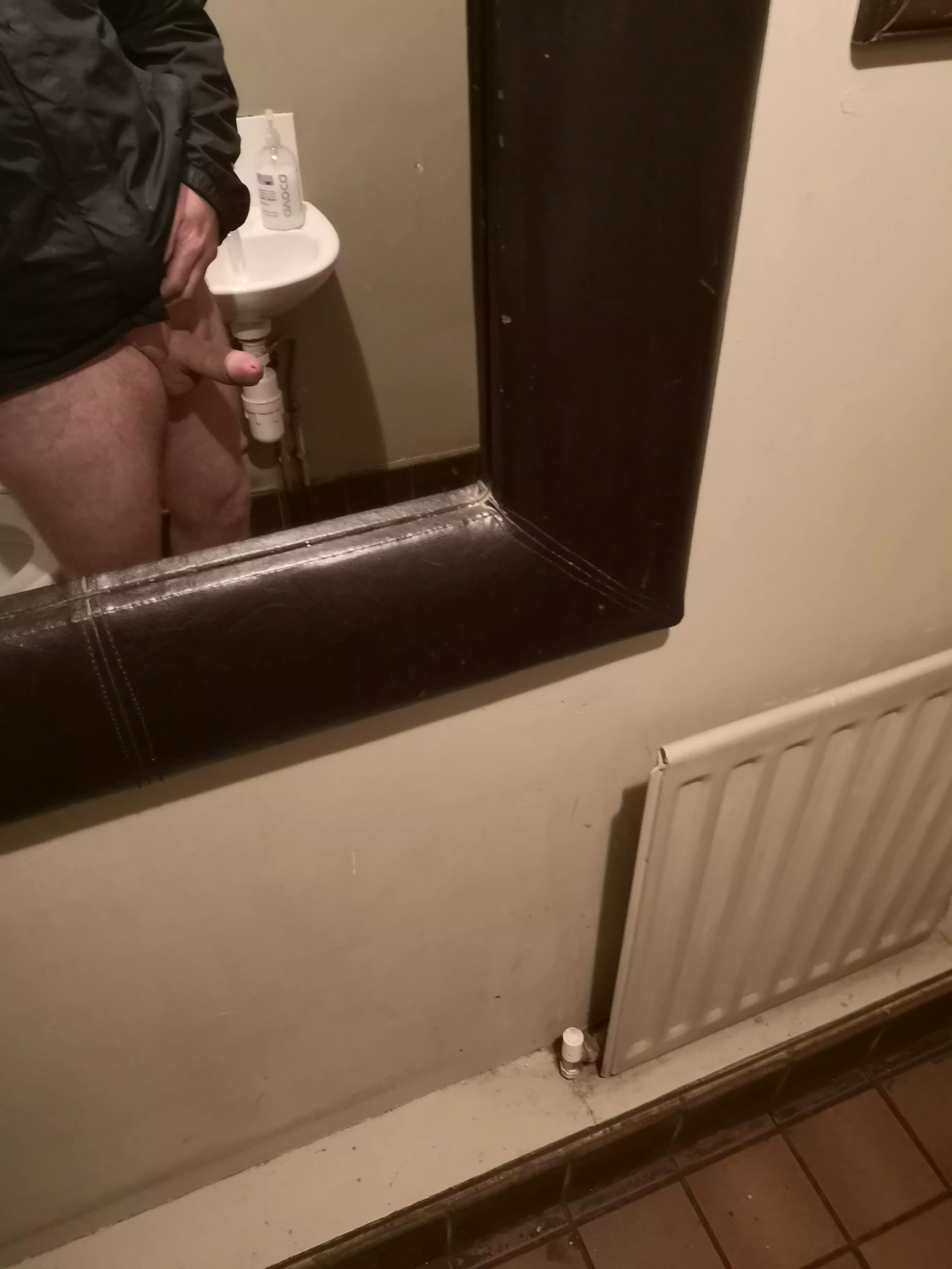 Getting hard in public toilet