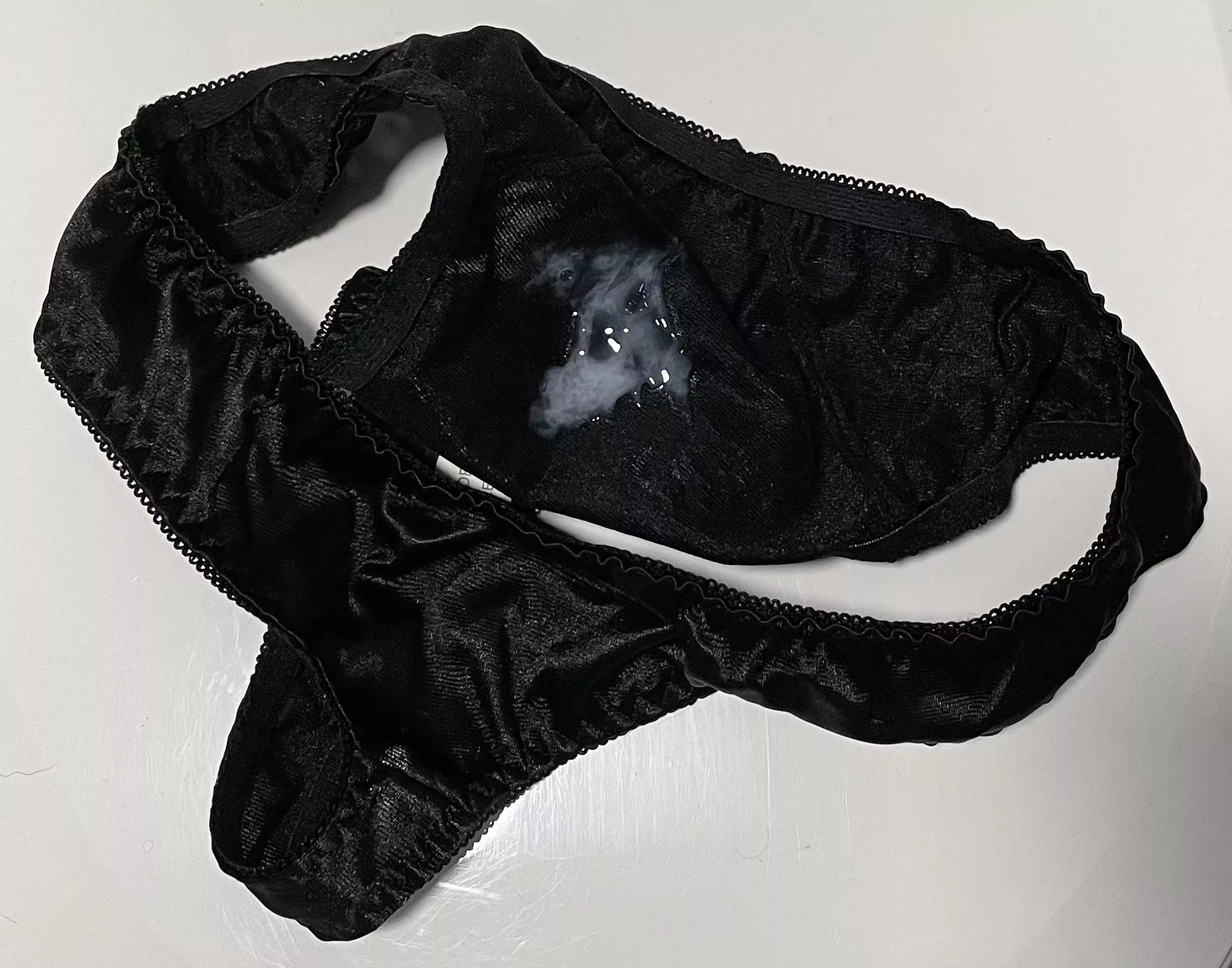 Gfs black satin thong