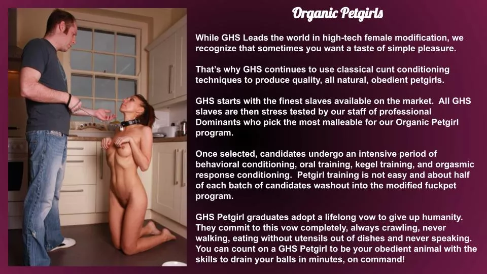 GHS Organic Petgirls. Simple, Natural, Pleasurable