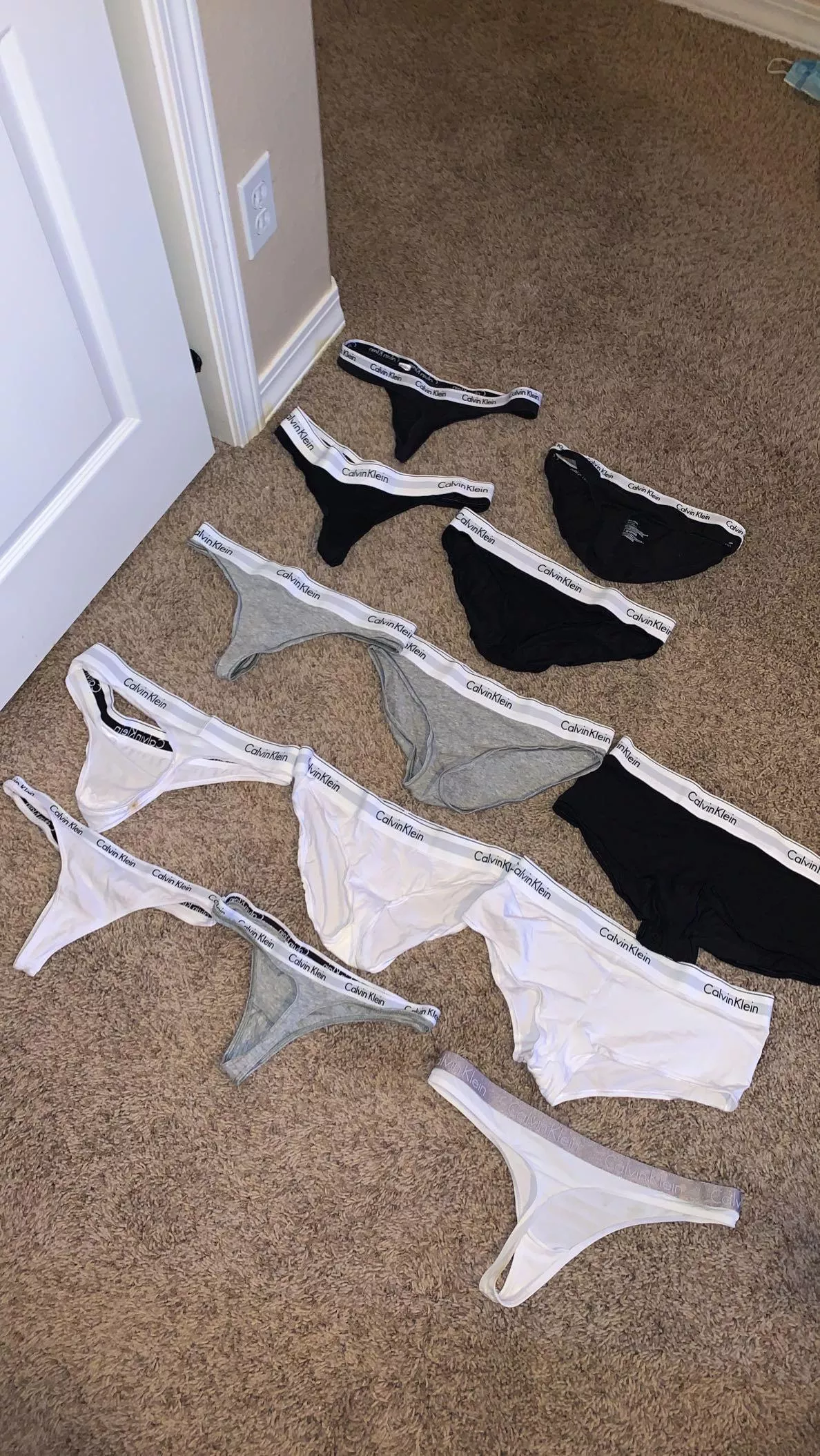 Girlfriend has so many Calvin Klein thongs 😍