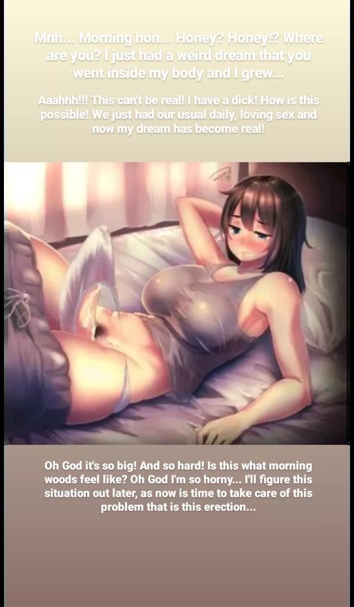 Girlfriend wakes up with a dick and bf nowhere to be seen (source unknown) (futanari) (possession) (morning wood) (horny)