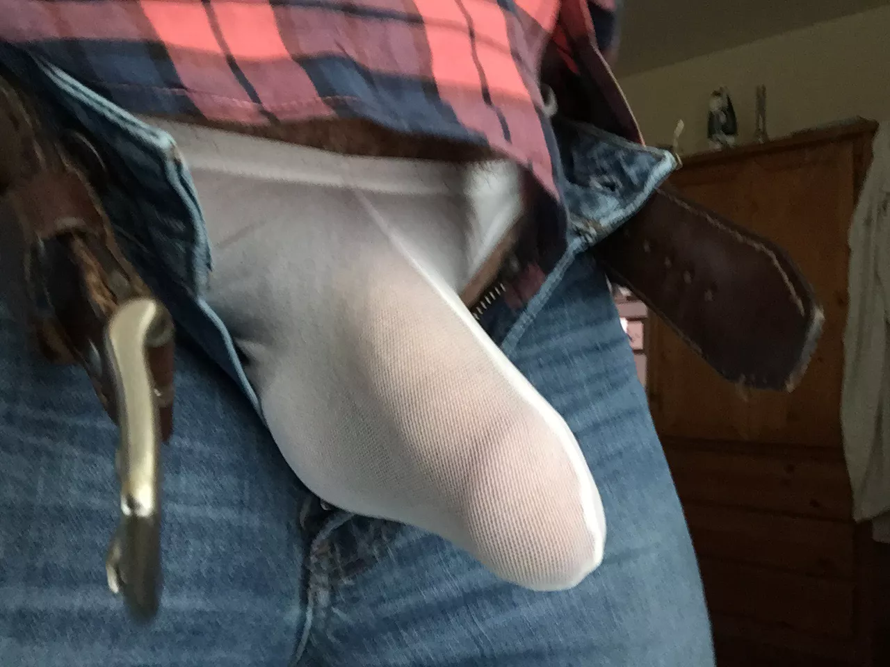 Giving you a look at my bulging briefs