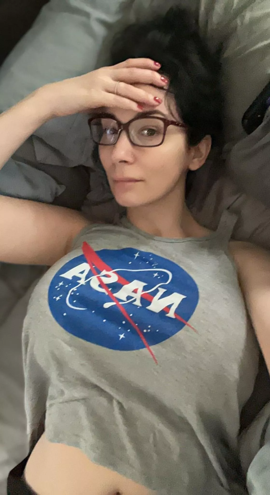 Glasses but no bra