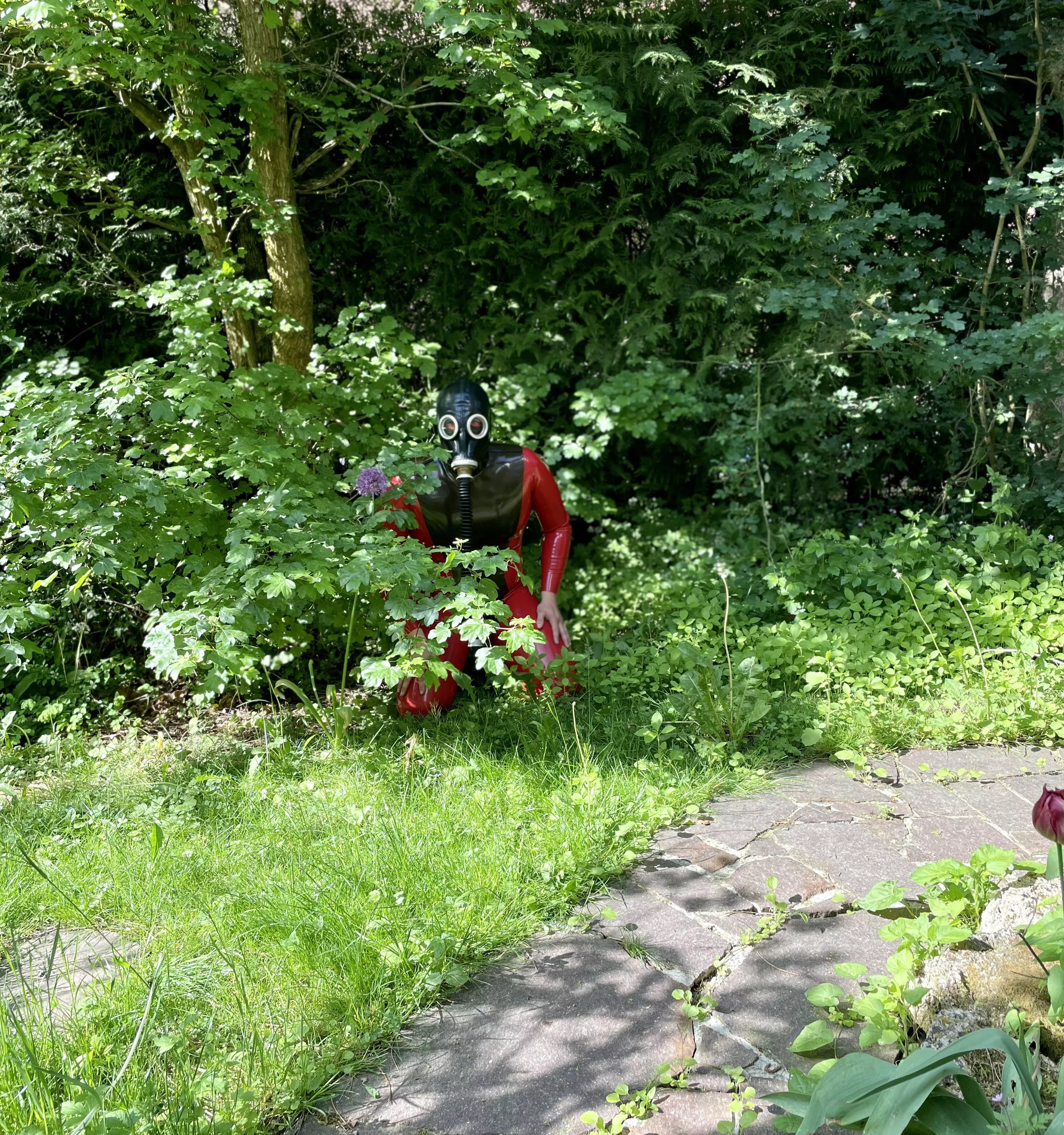 Go outside and enjoy the sun. The rubber suit and the gas mask protect you.