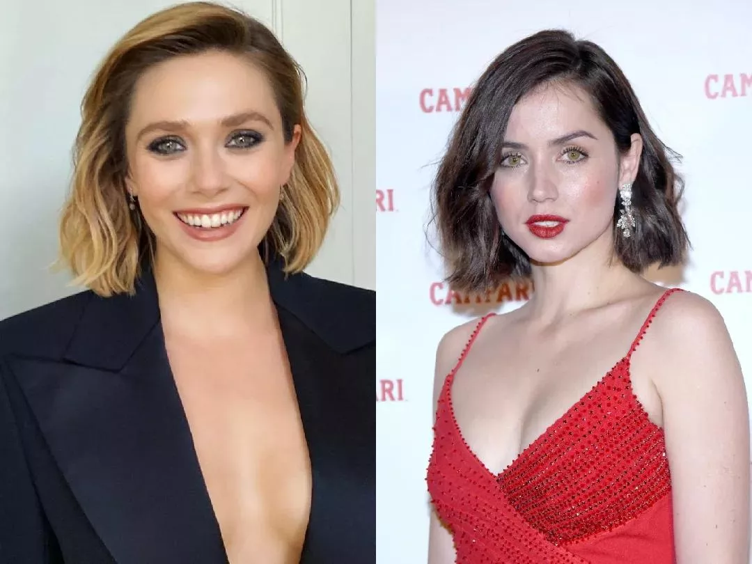 Goddesses Elizabeth Olsen and Ana de Armas domming me in a threesome would be heavenly