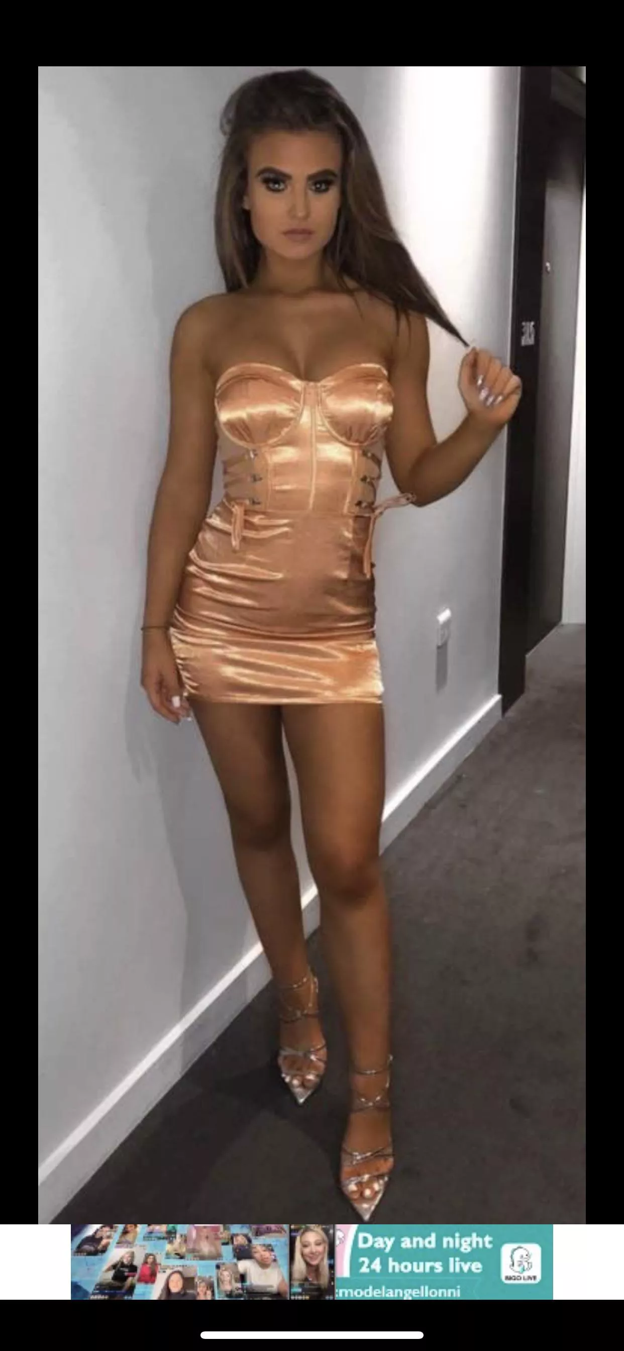 Gold satin dress