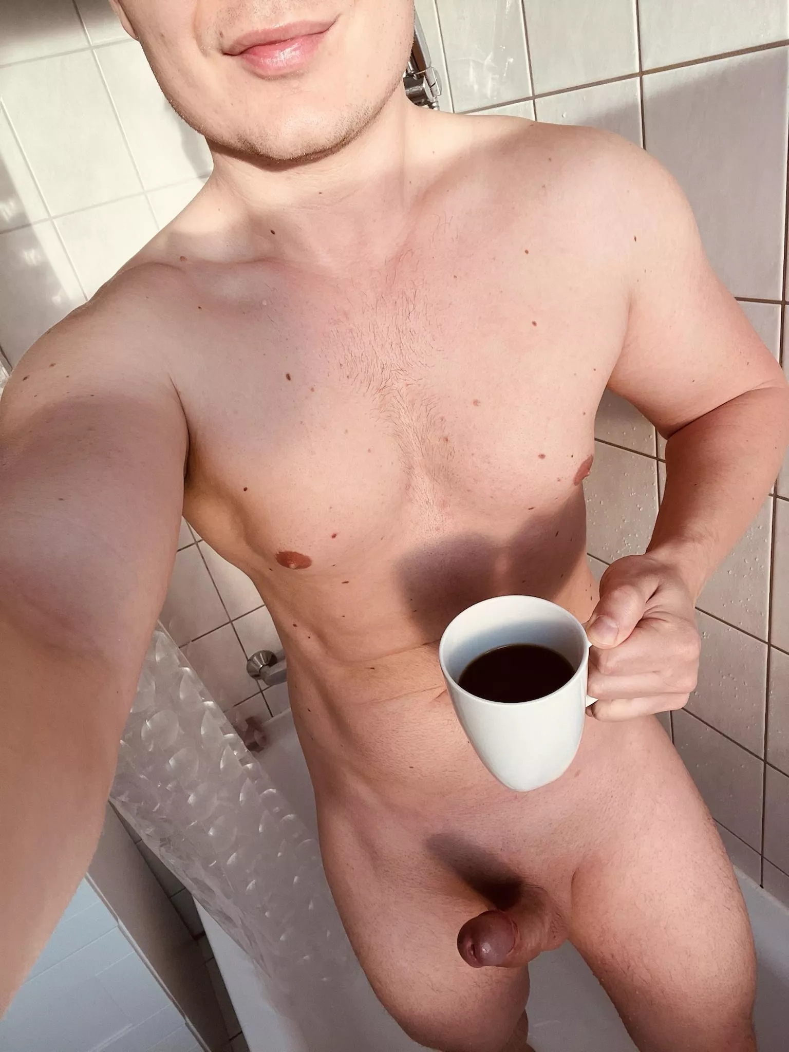 Good morning ☀️ Let’s enjoy some fresh coffee while warm water is running down our naked bodies ;)