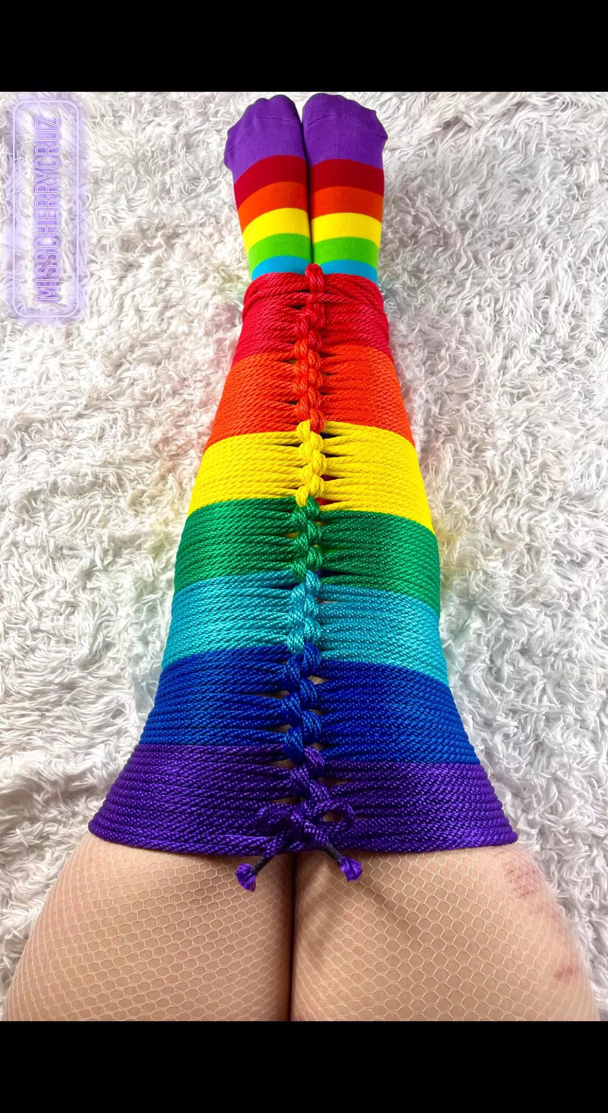 Gorgeous gauntlet/greave self-tie I did for Pride!