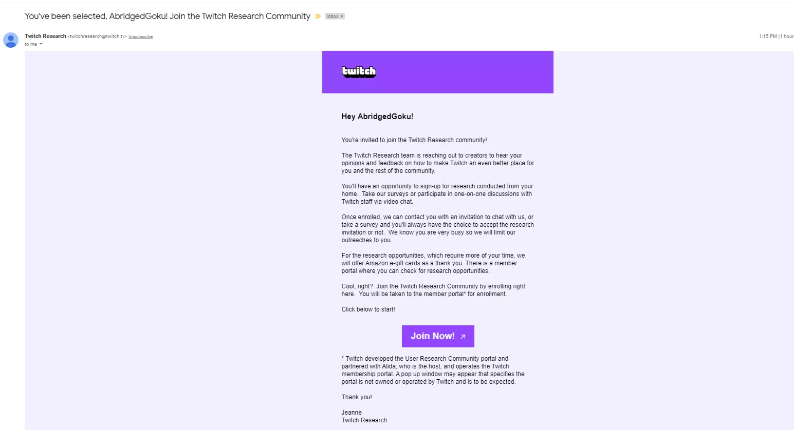 Got An email from Twitch for a survey I just wanna make sure if this is legit.