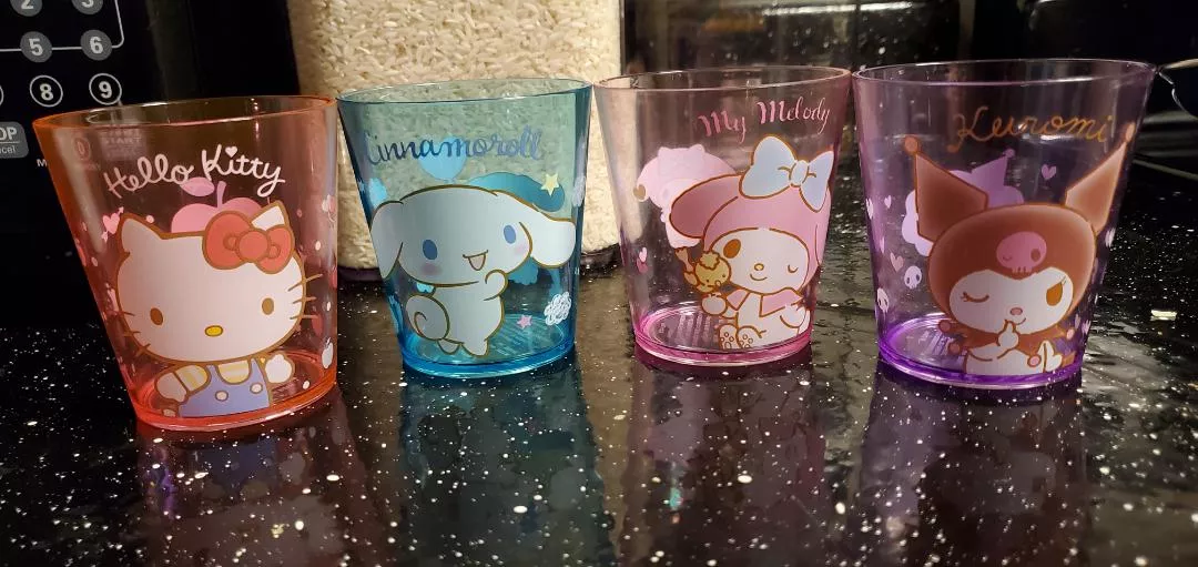 got these cups today at Daiso, too cuteðŸ˜ðŸ¥° my favorite is definitely KuromiðŸ˜—