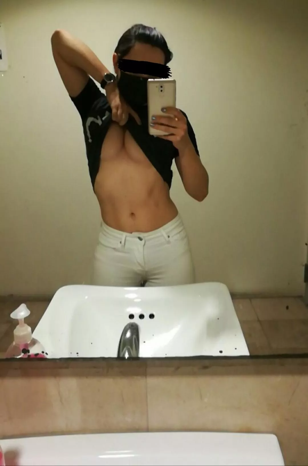 Gotta love the office's restroom mirror [F]