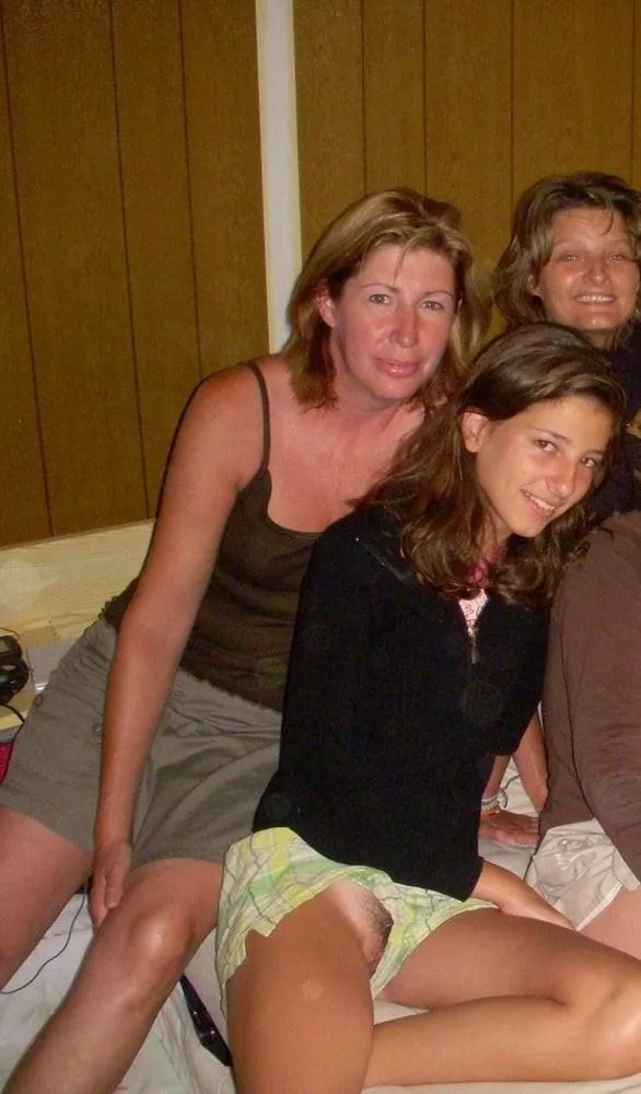 Grandmother...Mother and Daughter. She didn't realize her little cunt was almost hanging out