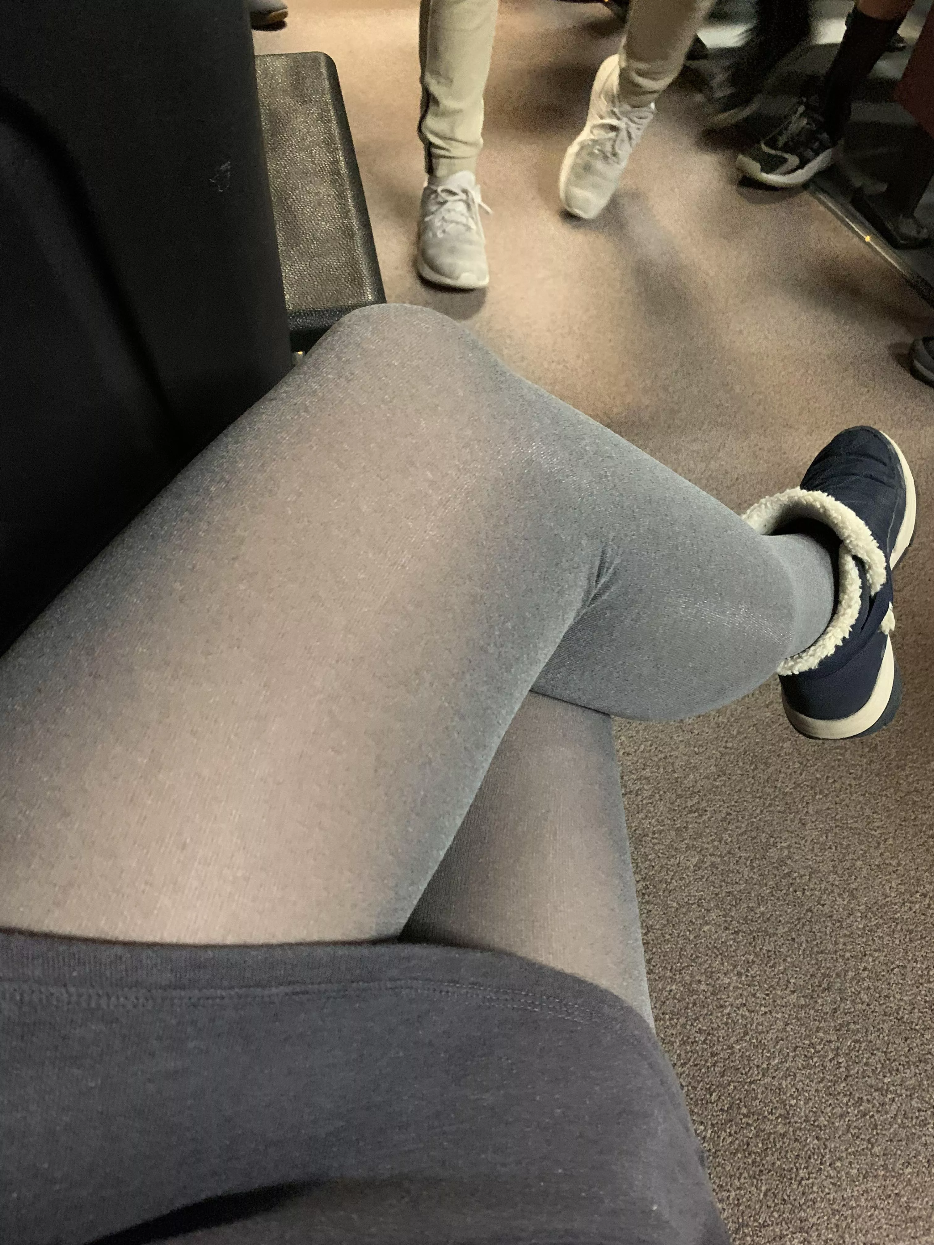 Gray tights at a meeting at my kid’s school. So many dads wanted to talk to me! Can’t imagine why!