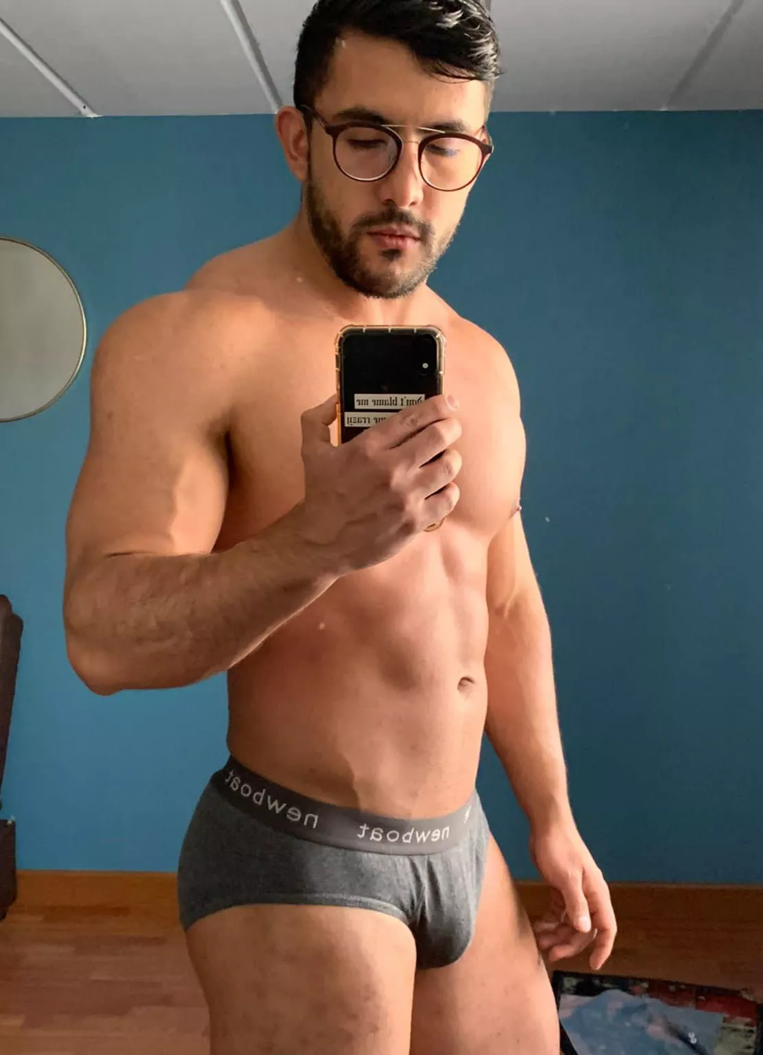 Grey soft bulge and muscular body