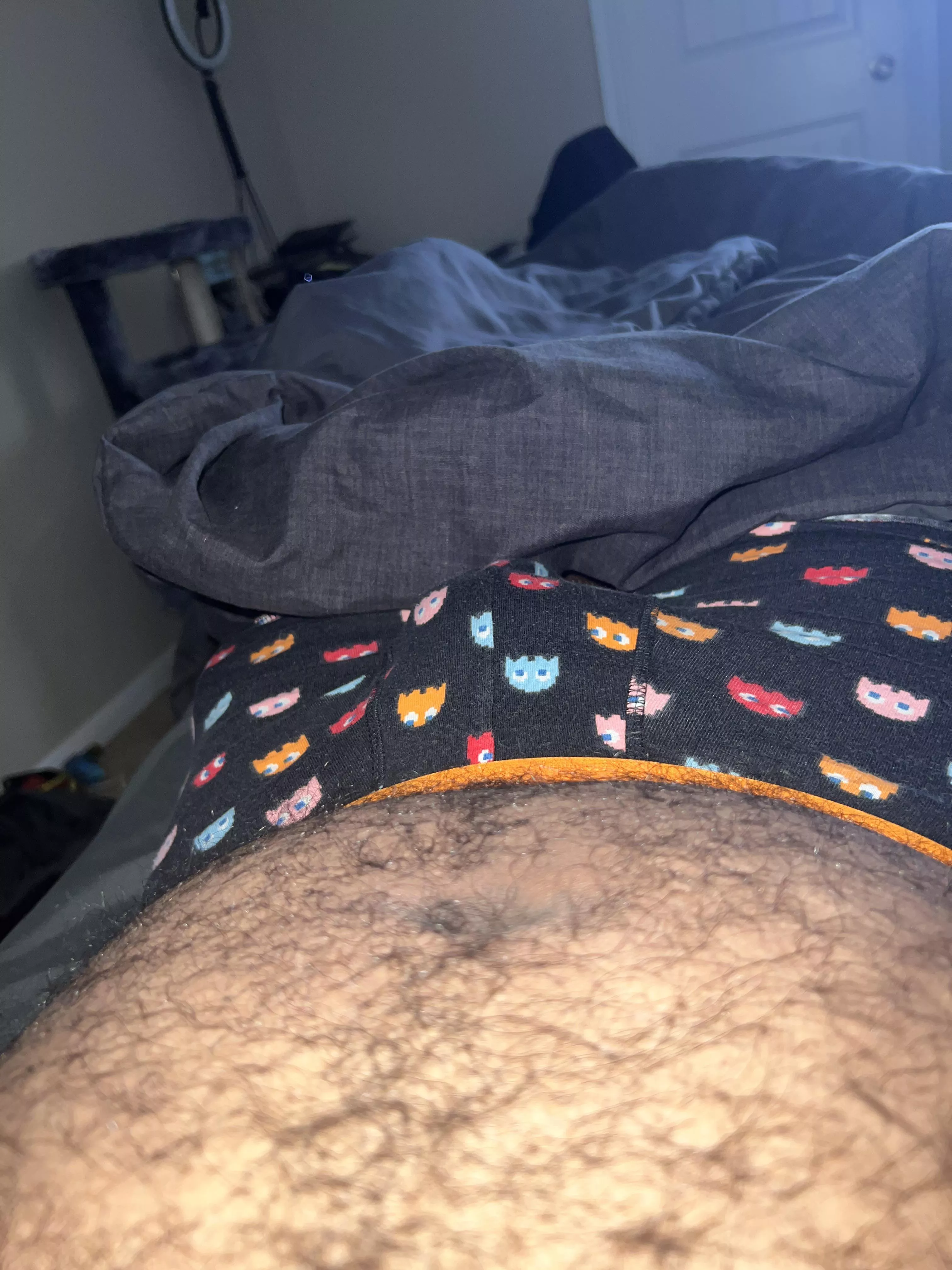 Hairy belly and Pac-Man undies