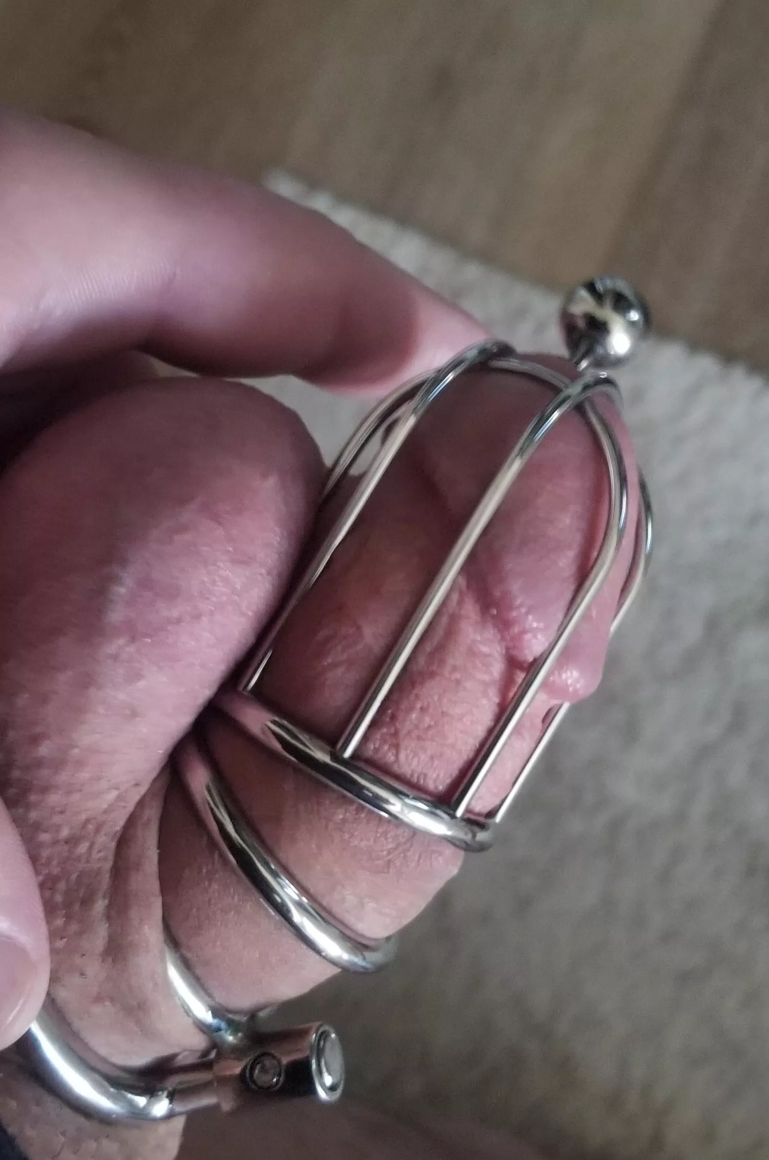 Half way to achieving a locking PA ring to guarantee escape proof chastity. It's taken years of trial and error to get here. Almost at the finish line!