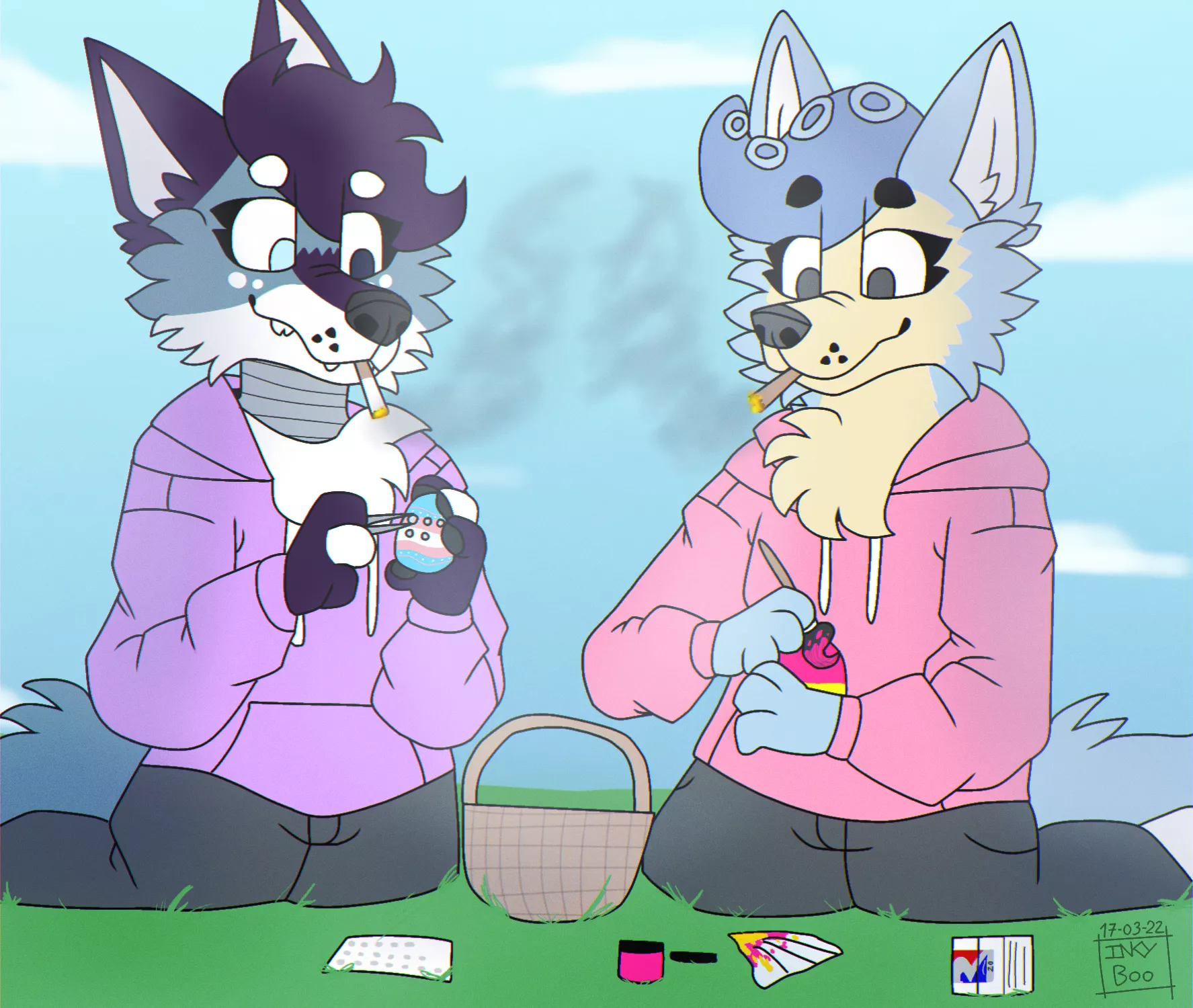 Happy Easter 🐣 | I know this is early BUT me and my girlfriend are spending some quality time together painting some Pride Easter eggs. Art by my brother InkyBoo66.