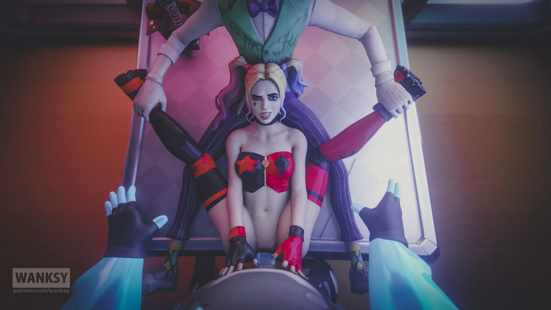 Harley getting stretched (wanksy) [Batman, DC]