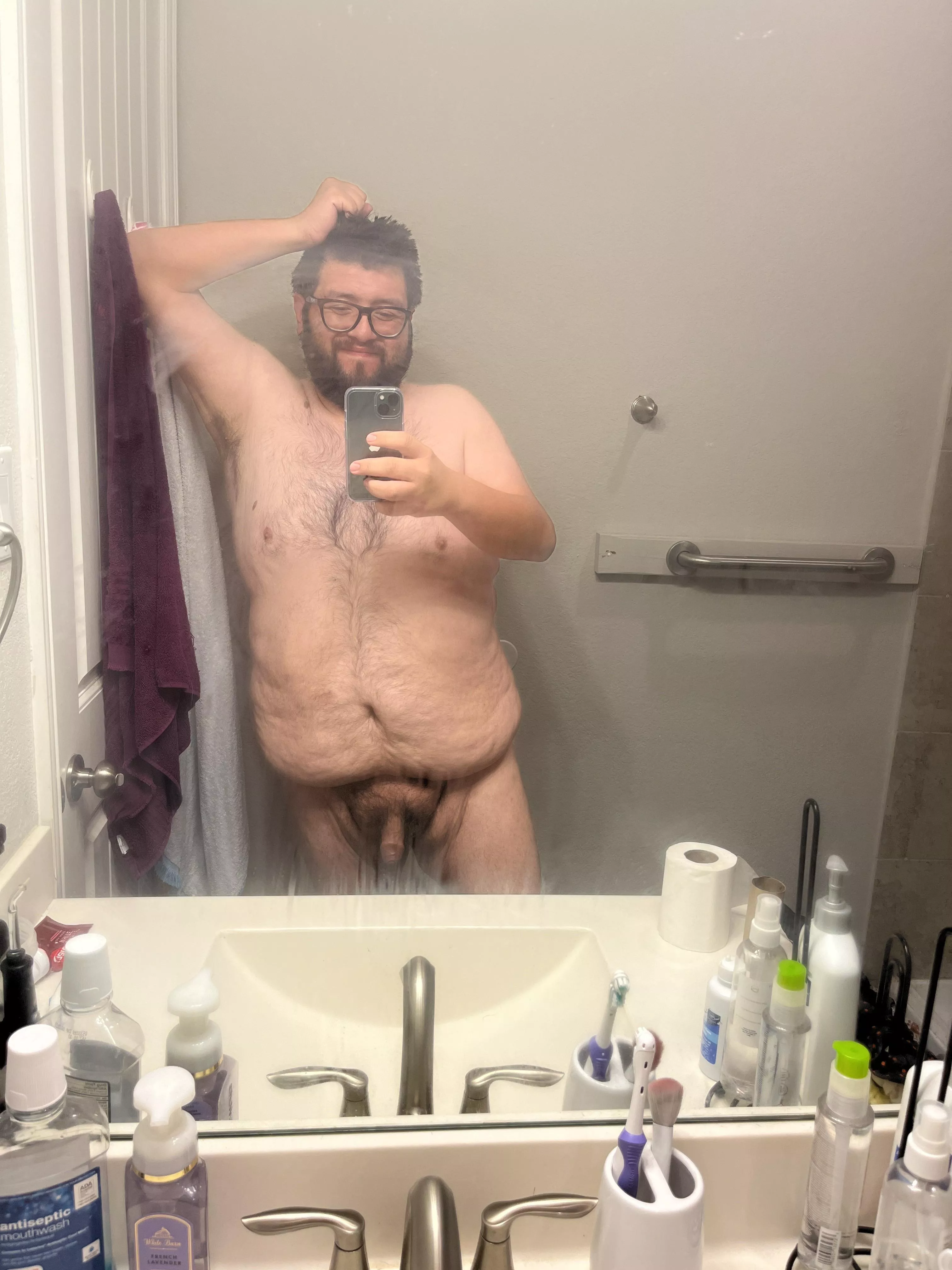 Having a little pre-shower fun