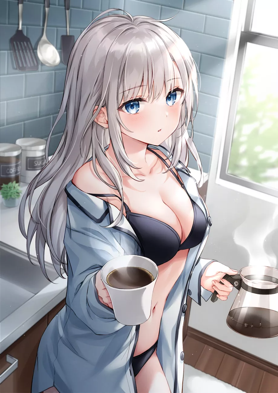 Having some coffee in the morning [Artist's original] by higeneko_tail