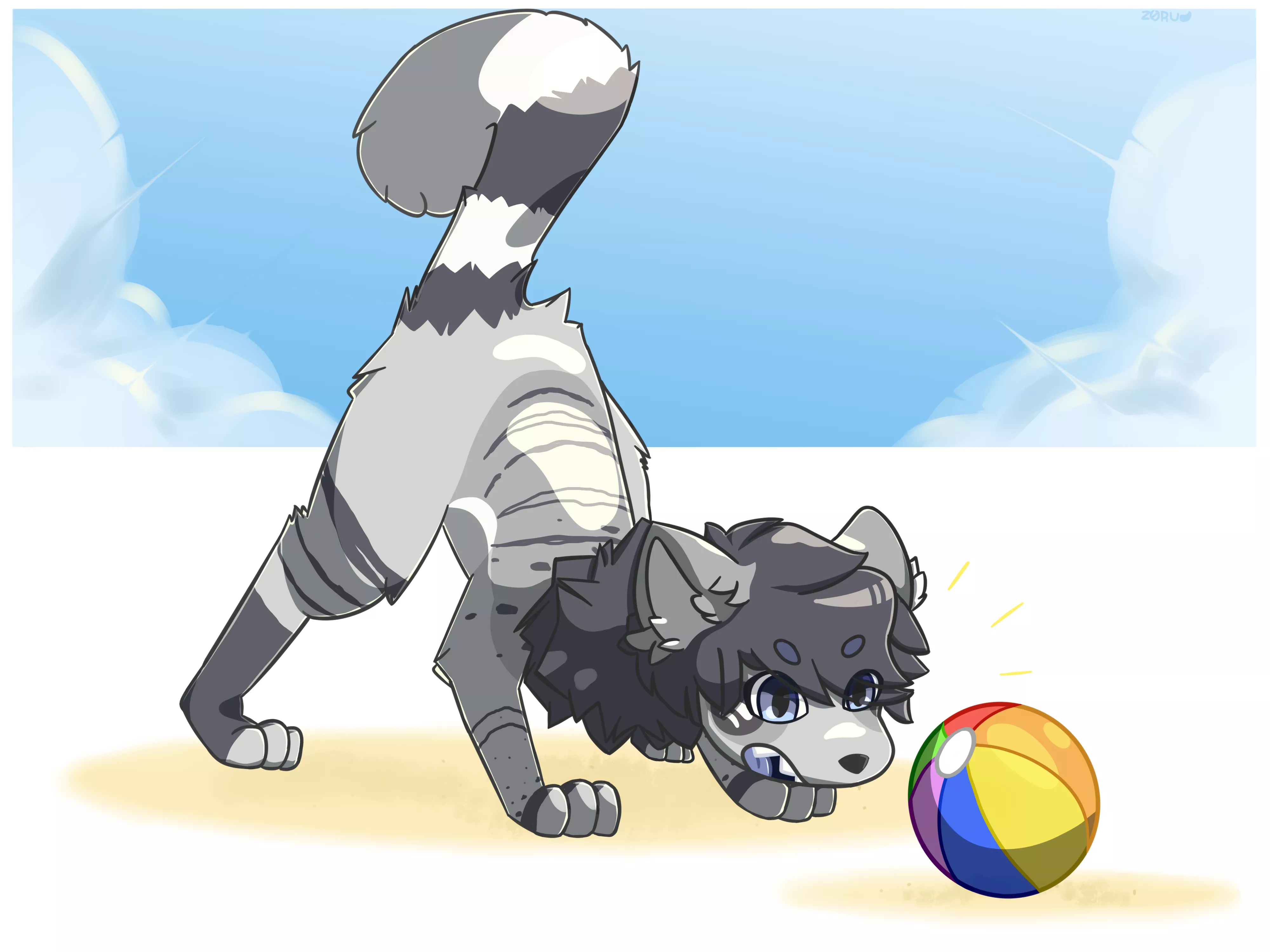 He do be mad at a ball (art by me)