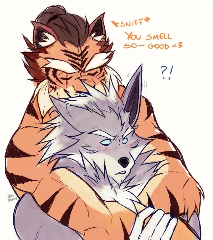 He loves to sniff his boyfriend (art by me @RobinJinx_)