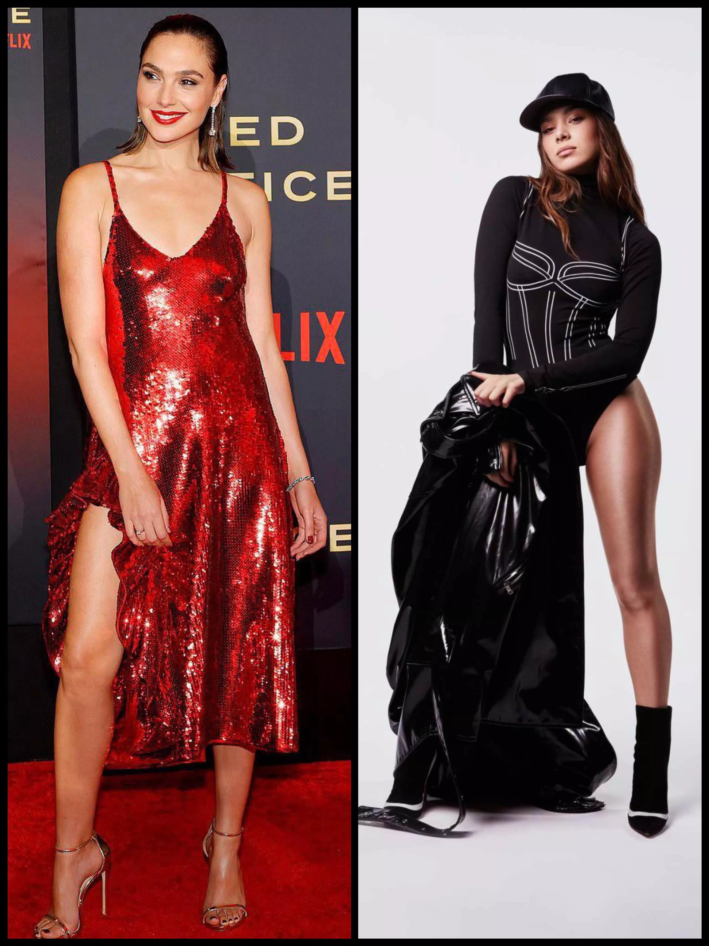 Help me out and milk my cock as a leggy goddess like Gal Gadot or Hailee Steinfeld