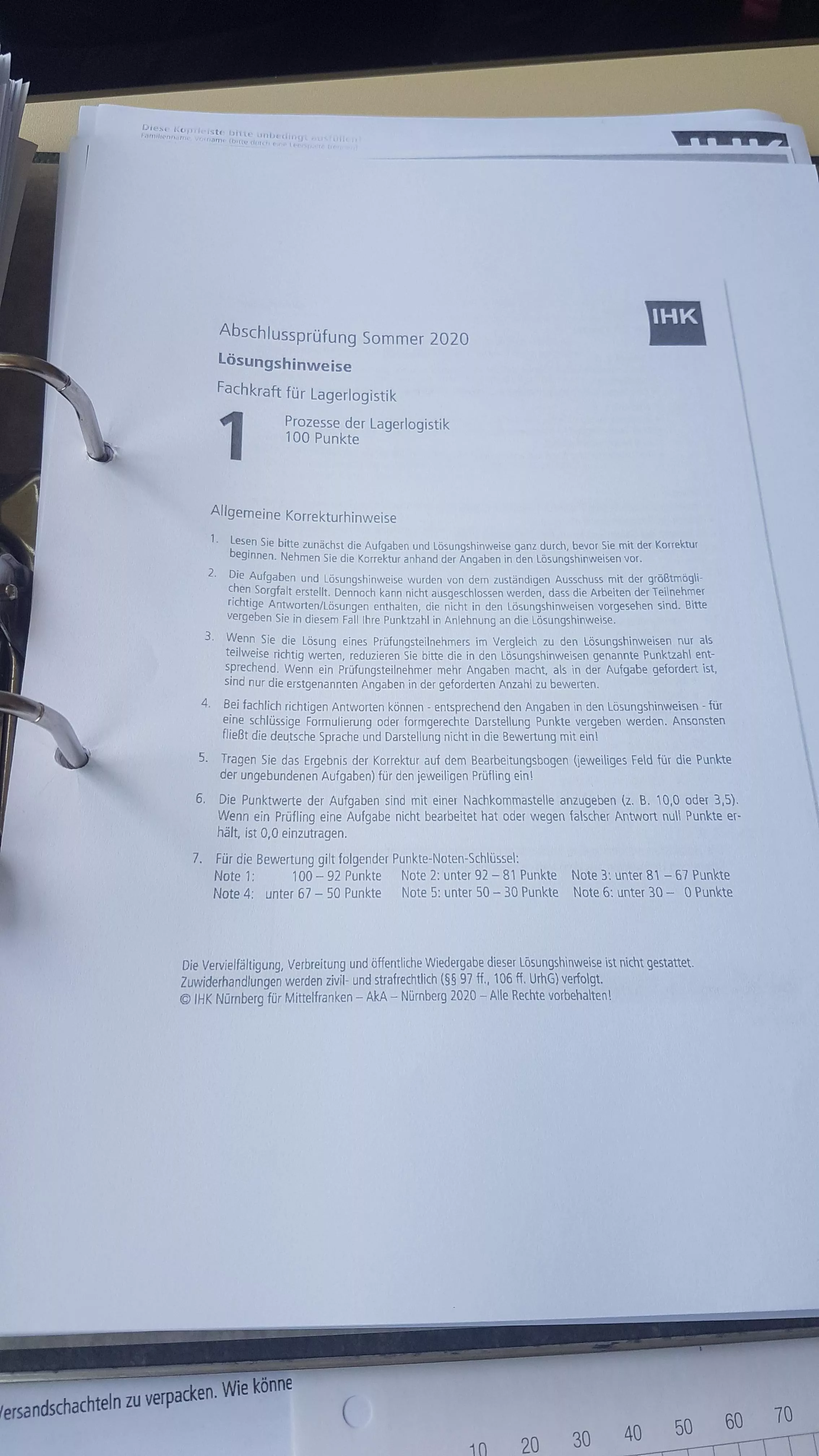 Hey does somebody have the answers for the test this year (Germany Bayern sommer 2022) final exam (Fachkraft für Lagerlogistik) ?