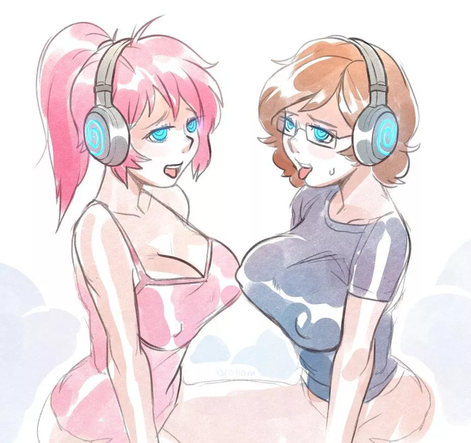 Hey girls, wanna help me try out these new headphones? [Brellom]