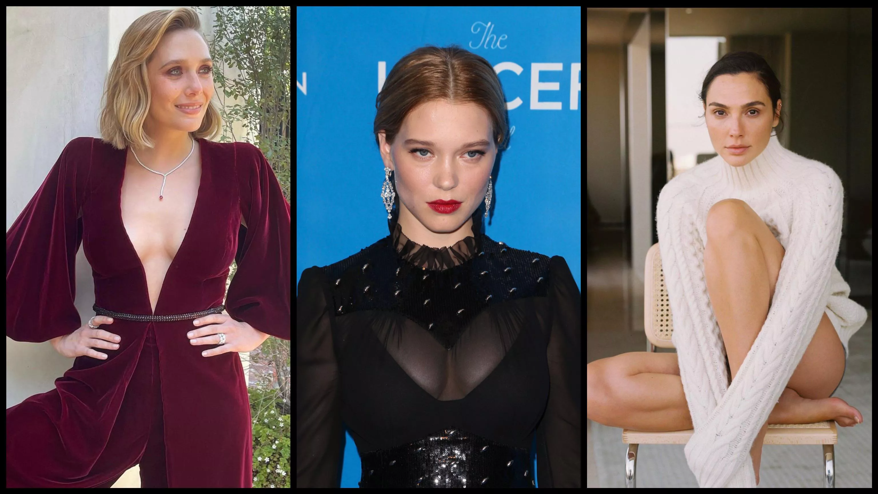 Hey, please help me out and milk my morning wood as goddess Elizabeth Olsen, Lea Seydoux or Gal Gadot while I am showing off.