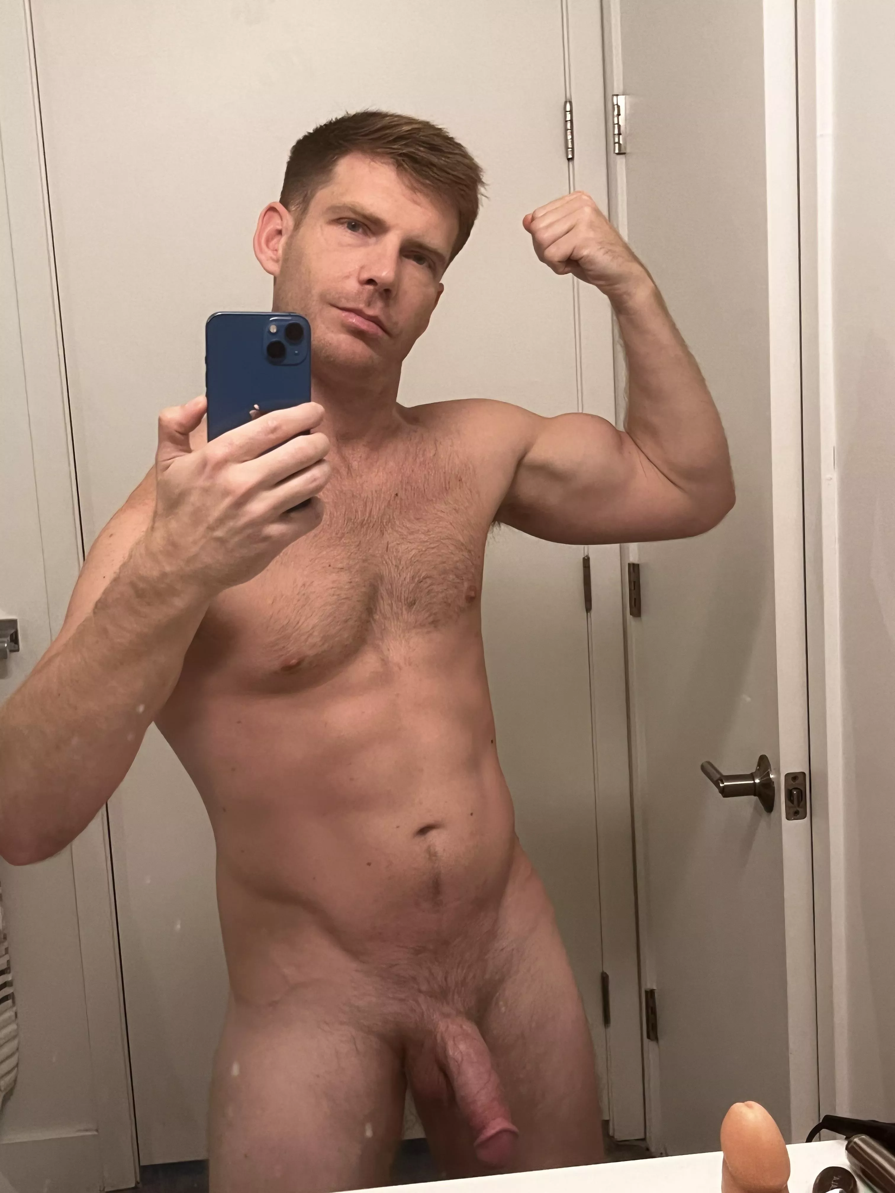 Hoping to get my muscles as hard as my cock.